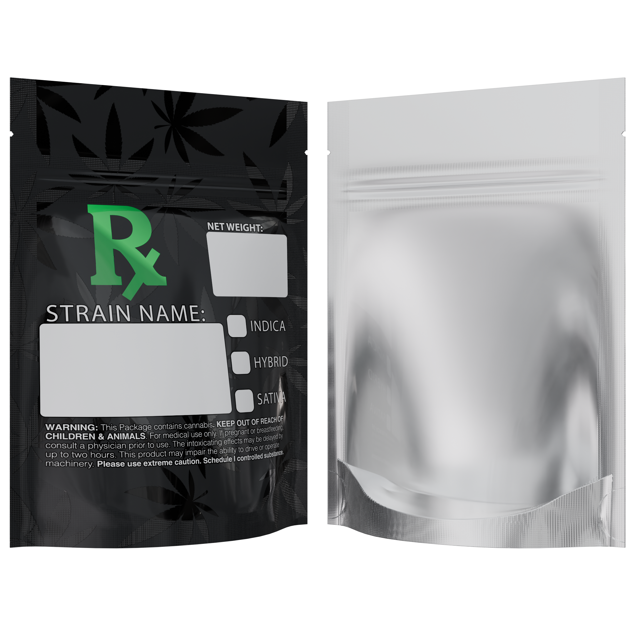 1/8th 3.5g Ounce Green Rx Generic Designer Custom Printed Mylar Bags (1,000 qty.) - Dragon Chewer