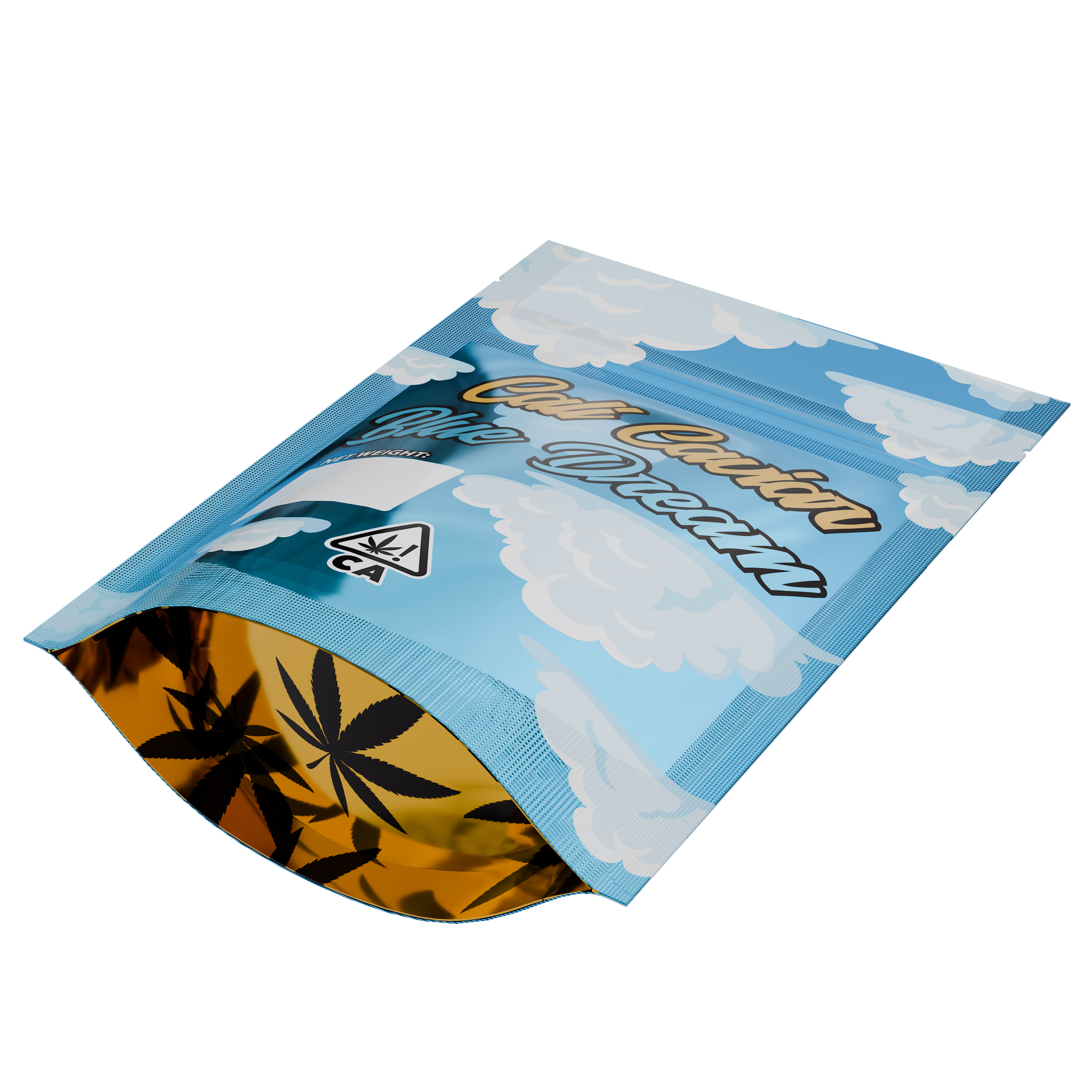 1/8th 3.5g 8th Blue Cali Caviar Holographic Designer Custom Printed Mylar Bags (100 qty.)