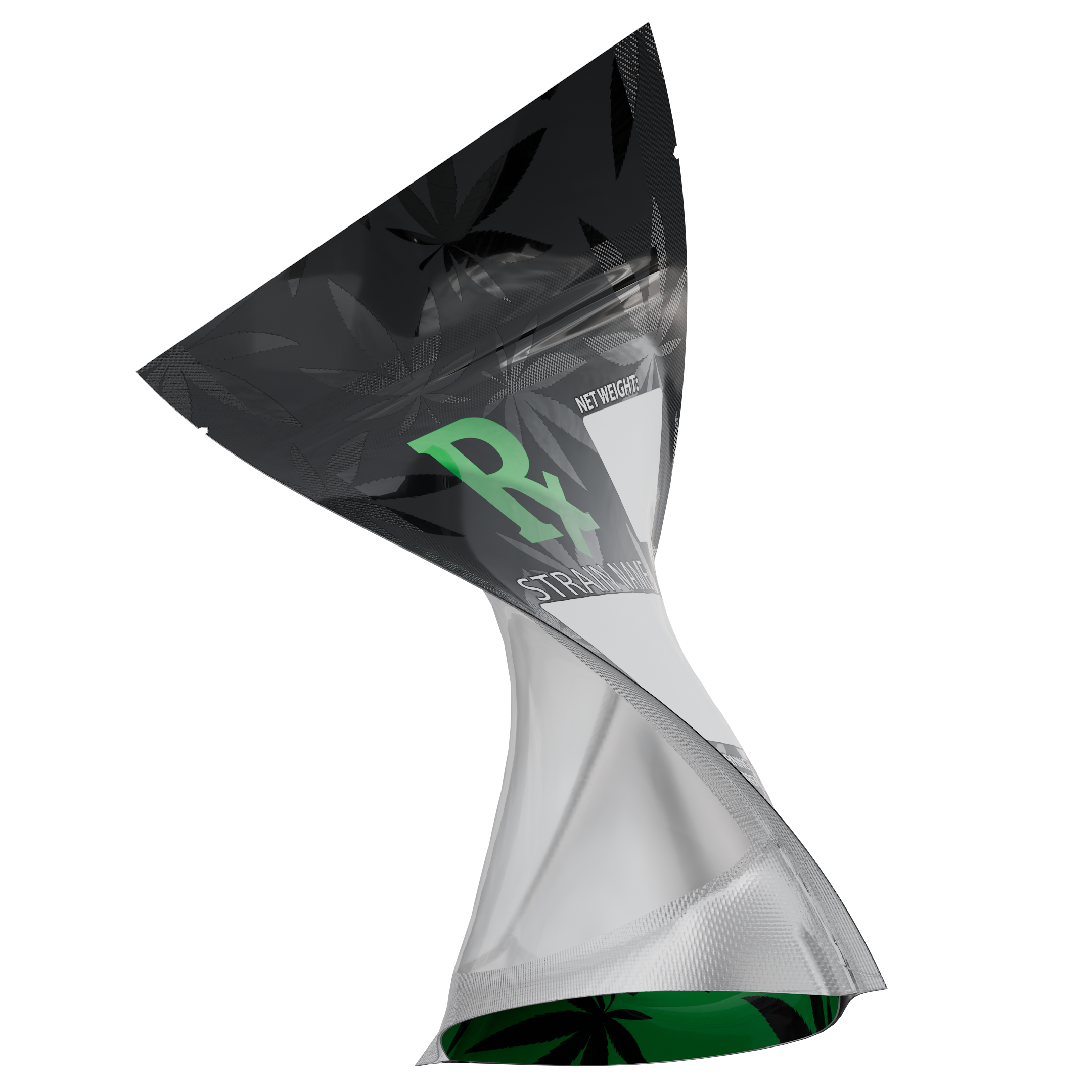 1/8th 3.5g Ounce Green Rx Generic Designer Custom Printed Mylar Bags (1,000 qty.) - Dragon Chewer