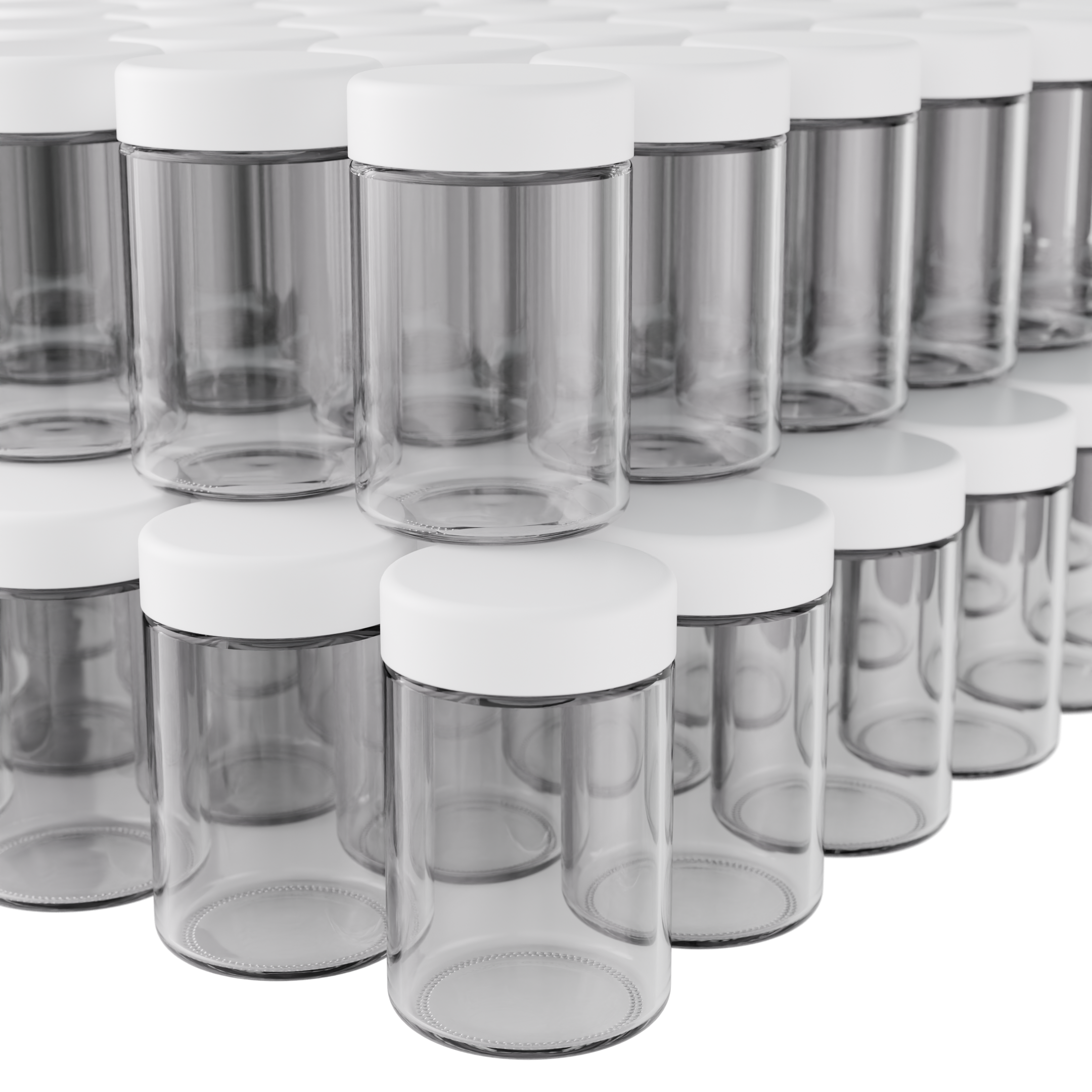 5 Ounce Clear Glass Jar - Child Resistant White Smooth Cap - (100 qty.)