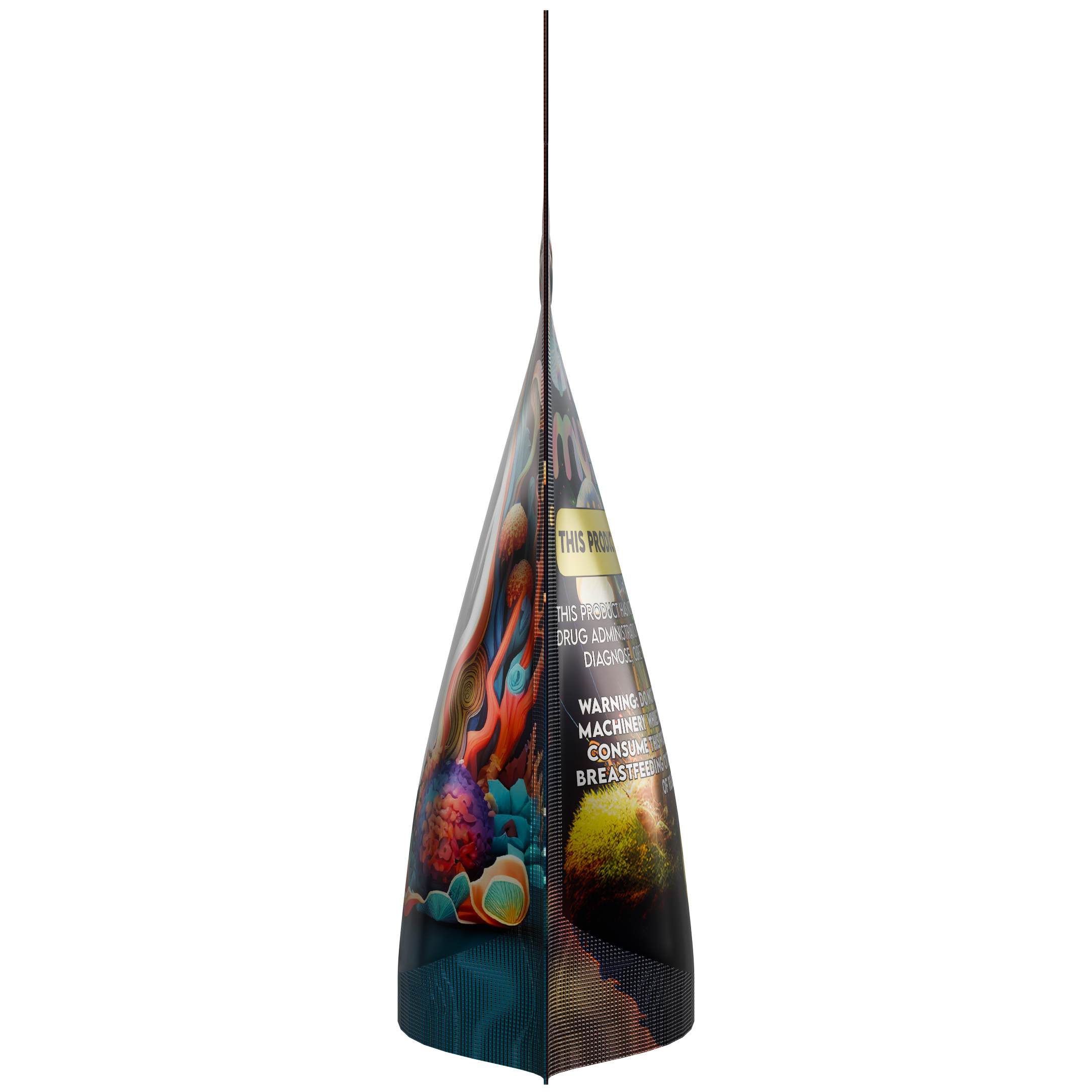 1/8th 3.5g 8th Holographic Black Designer Mushroom Custom Printed Mylar Bags (100 qty.) - Dragon Chewer