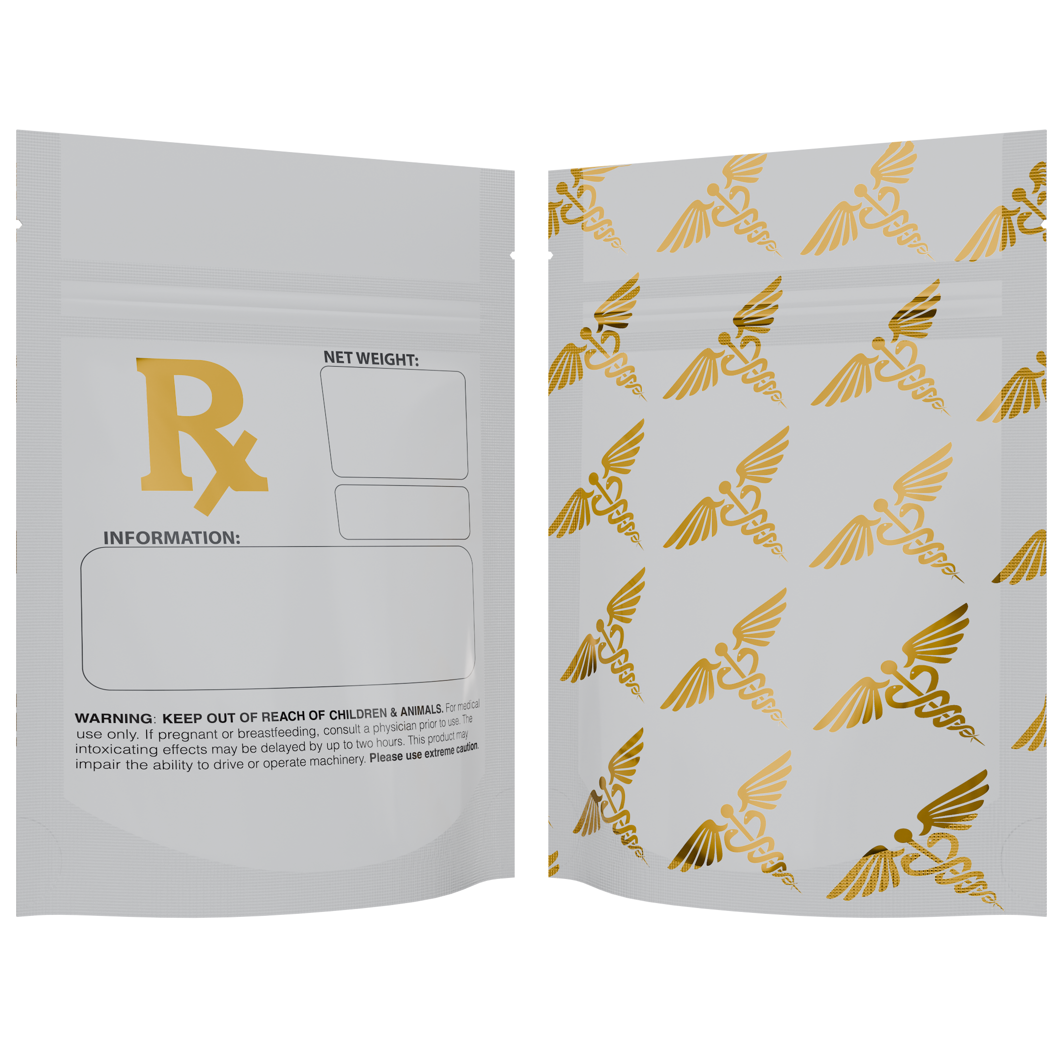 1/8th 3.5g 8th White Rx Designer Custom Printed Mylar Bags (1,000 qty.) - Dragon Chewer