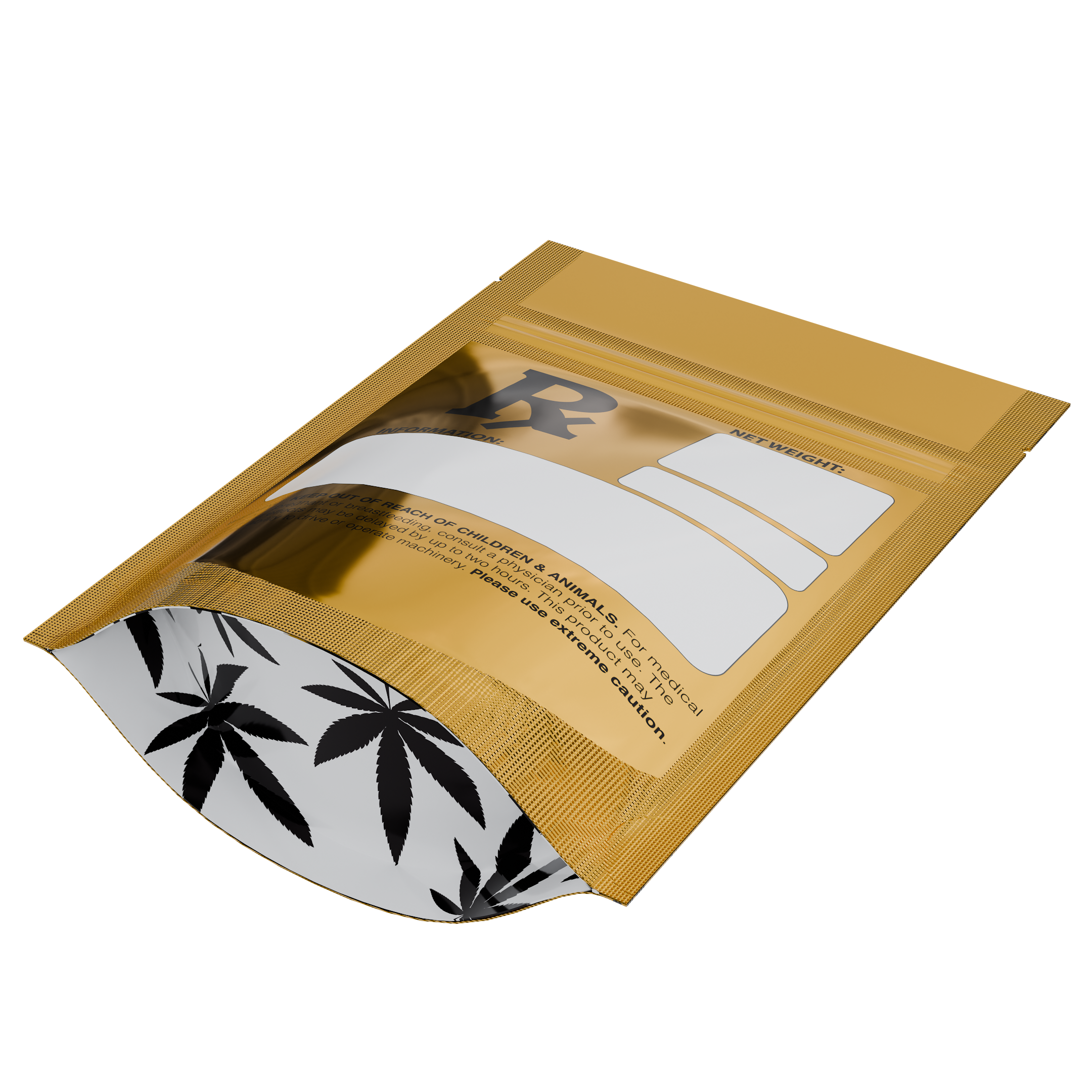 1/8th 3.5g 8th Gold Rx Designer Custom Printed Mylar Bags (1,000 qty.) - Dragon Chewer