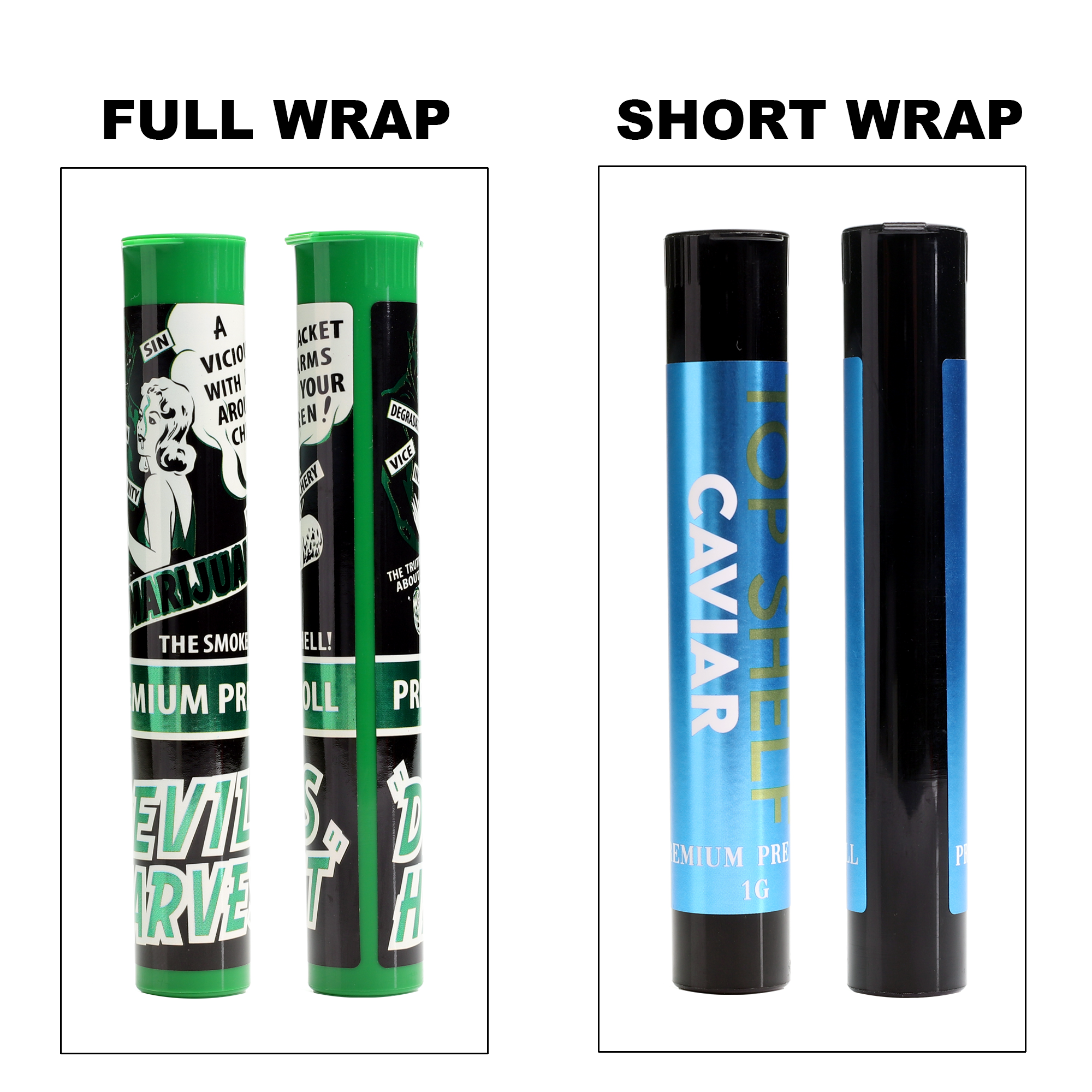 116mm Pop Top Pre Roll CR Tube Premium Custom Labels (2,500 qty.) - USA MADE - Dragon Chewer