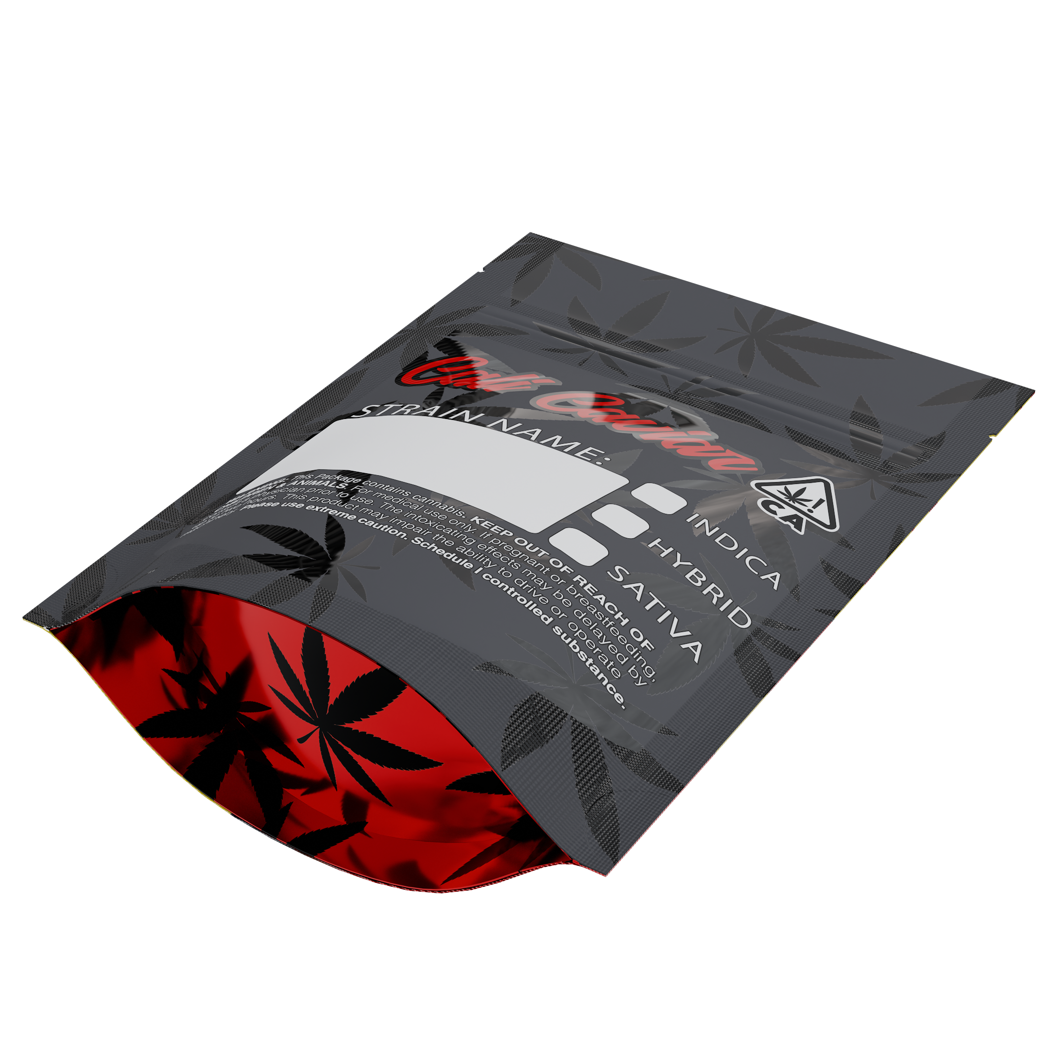 1/8th 3.5g 8th Madness Cali Caviar Red Designer Custom Printed Mylar Bags (1,000 qty.) - Dragon Chewer