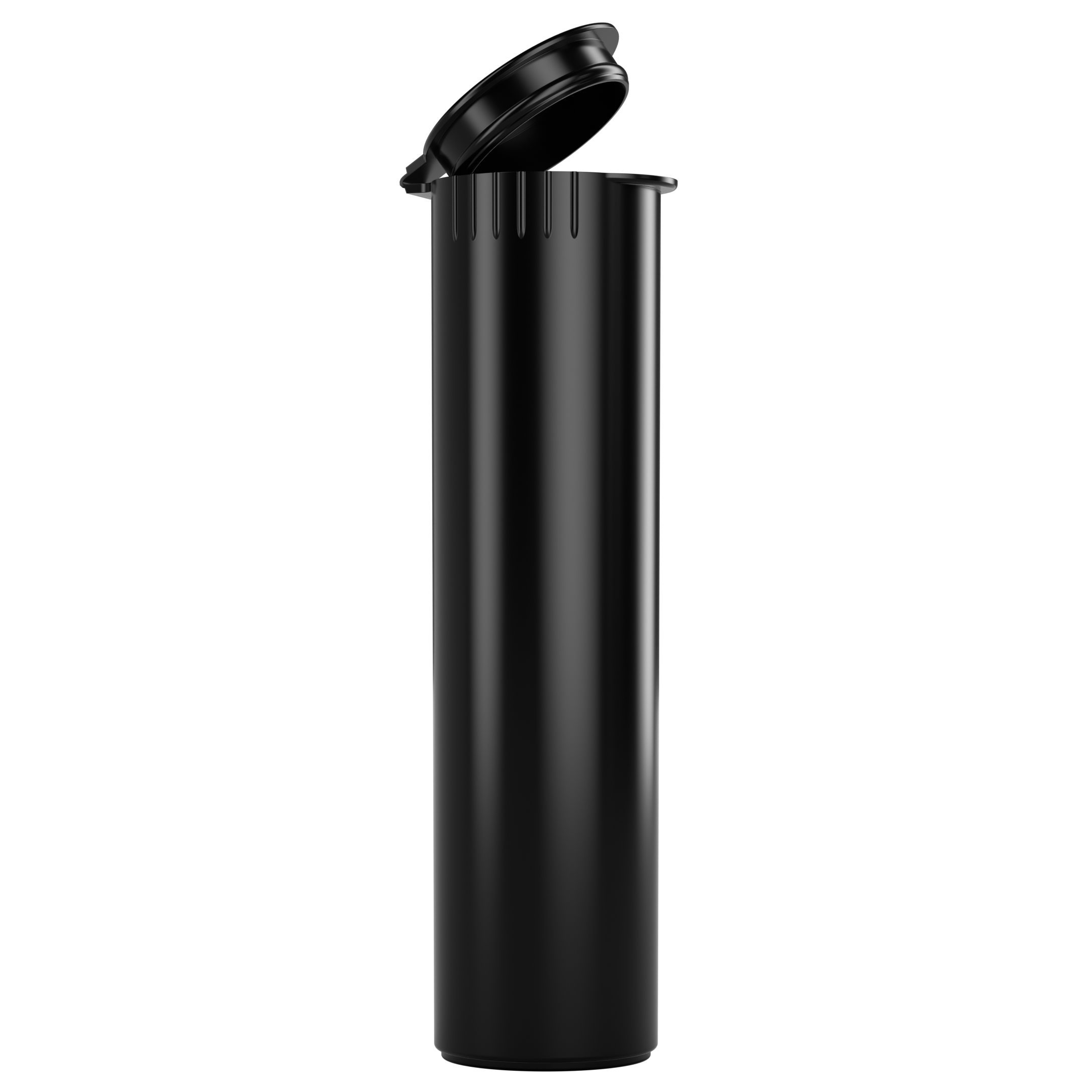 80mm Wide Black Pop Top Pre Roll Child Resistant Tubes - OPEN LID (600 qty.)