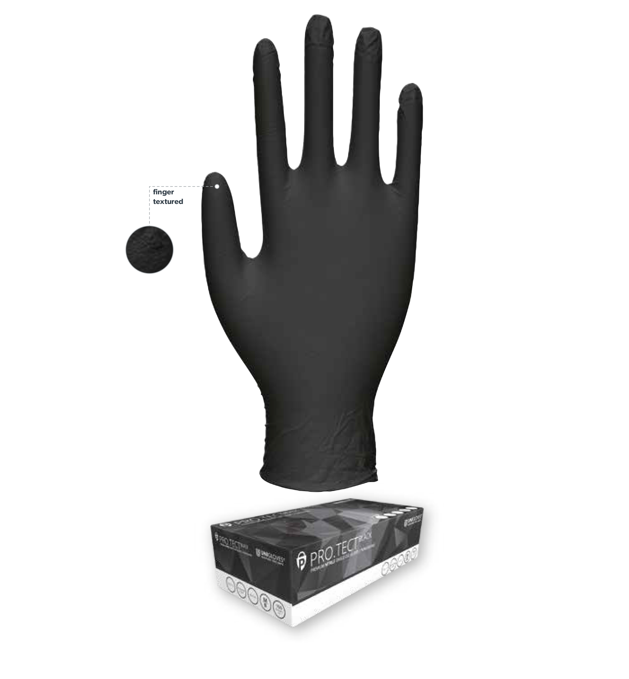 PRO.TECT 5 MIL Premium Black Nitrile Gloves - Trimming & Production -