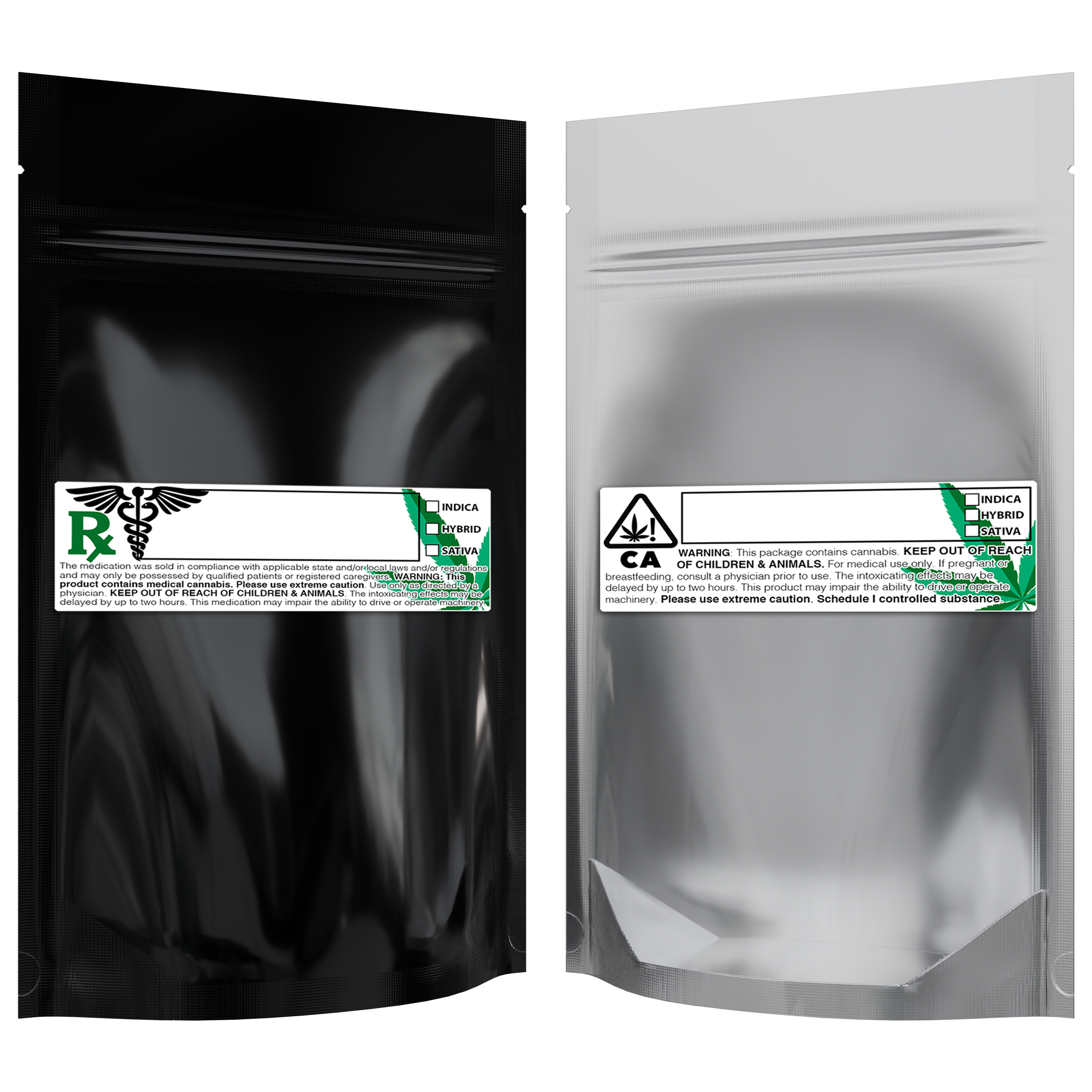 1/4 Ounce Gloss Black & Clear Mylar Bags + Labels - (100 qty.) - Dragon Chewer