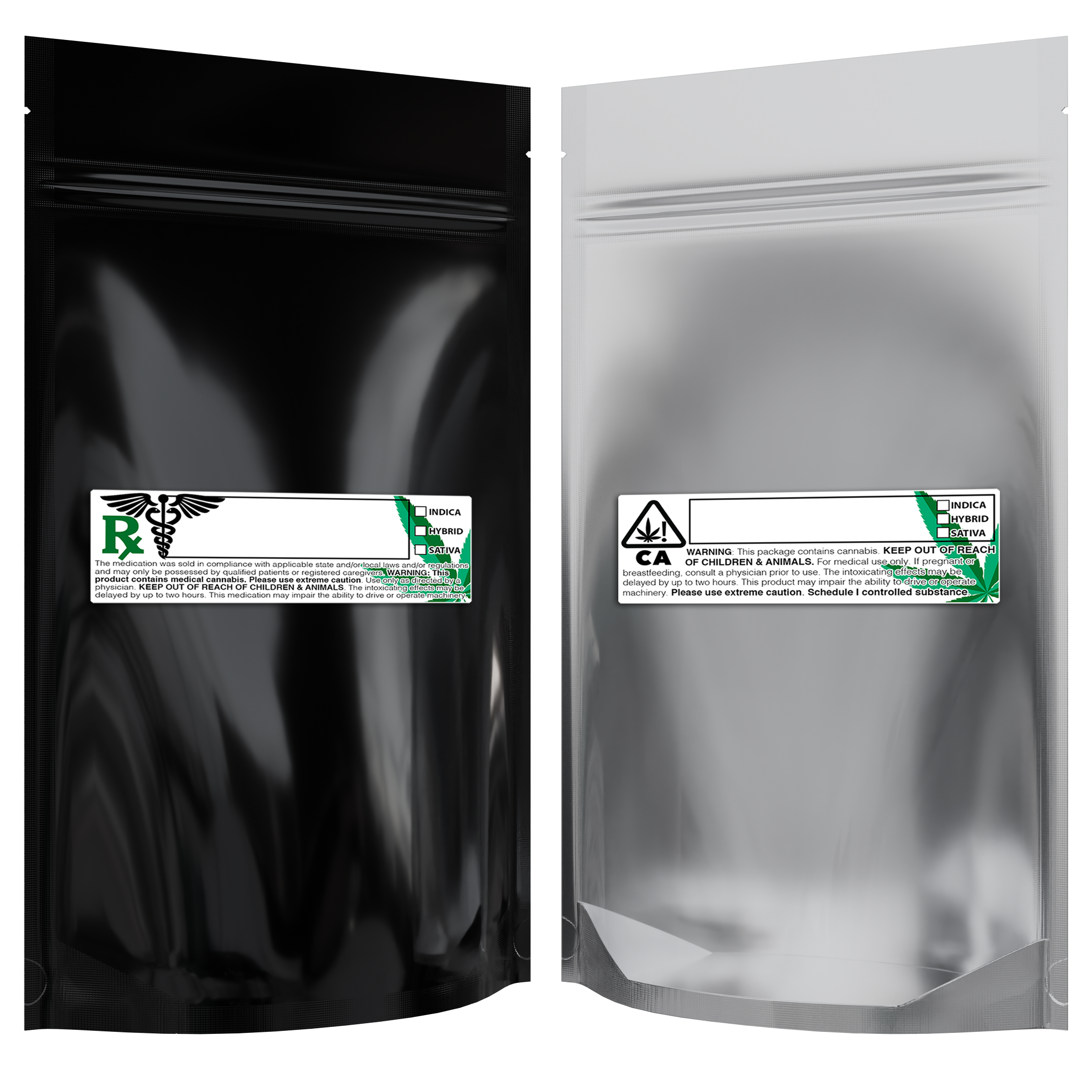 1/2 Ounce Gloss Black & Clear Mylar Bags + Labels - (100 qty.) - Dragon Chewer