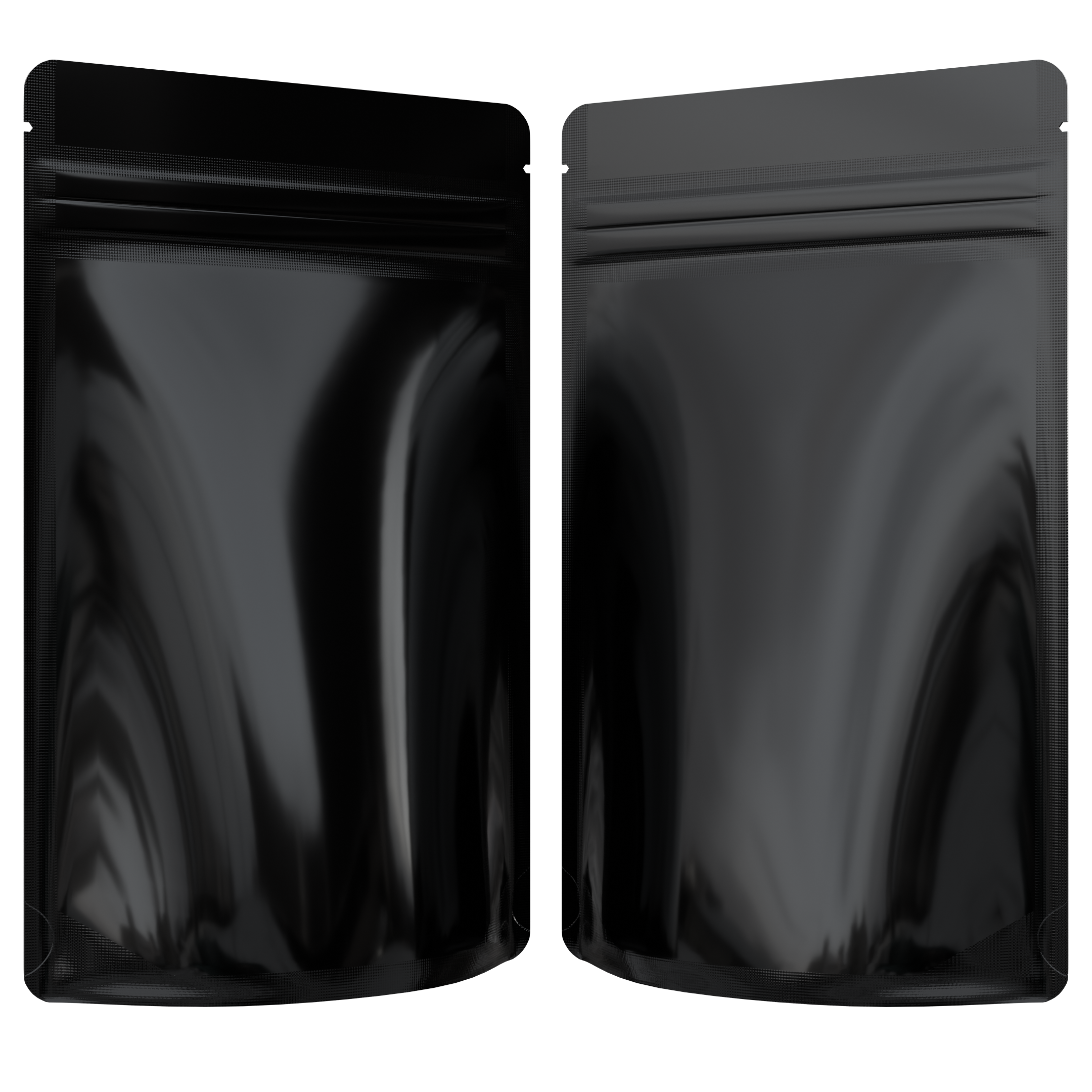 1/2 Ounce CR Exit Bags Gloss Black / Gloss Black - Tear Notch Mylar Bags - Child Resistant - (1,000 qty.) - Dragon Chewer