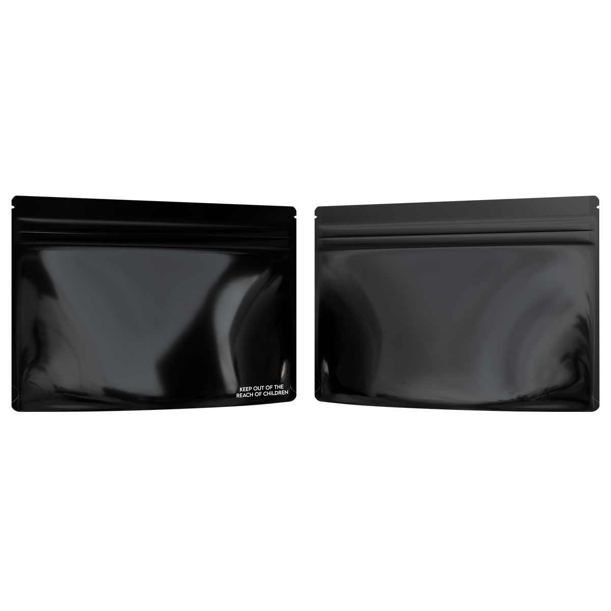 Medium 9 x 6 CR Exit Bags Gloss Black Opaque Mylar Bags - Child Resistant - NSFK Print (1,000 qty.)