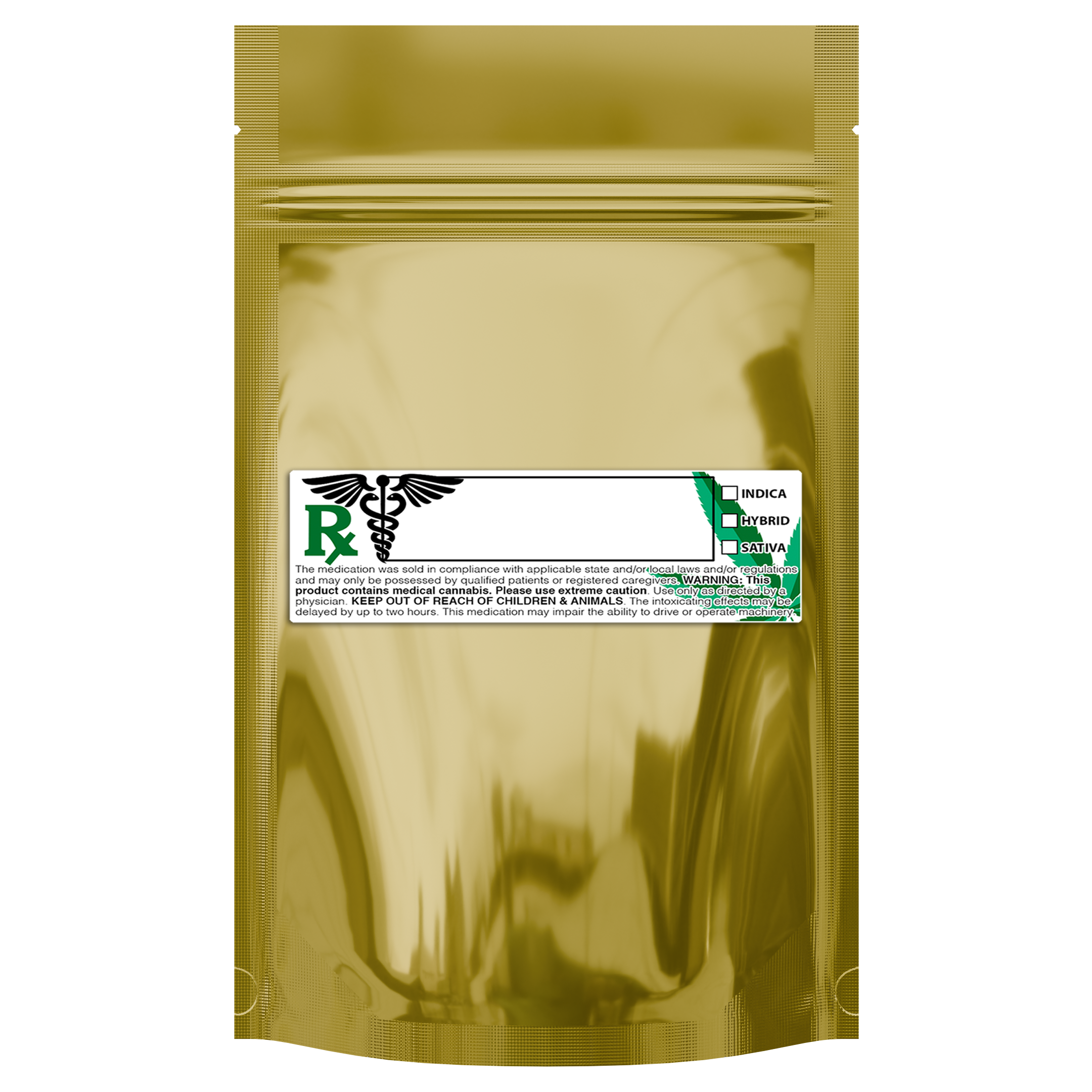 1/4 Ounce Gloss Gold & Clear Mylar Bags + Labels - (100 qty.) - Dragon Chewer