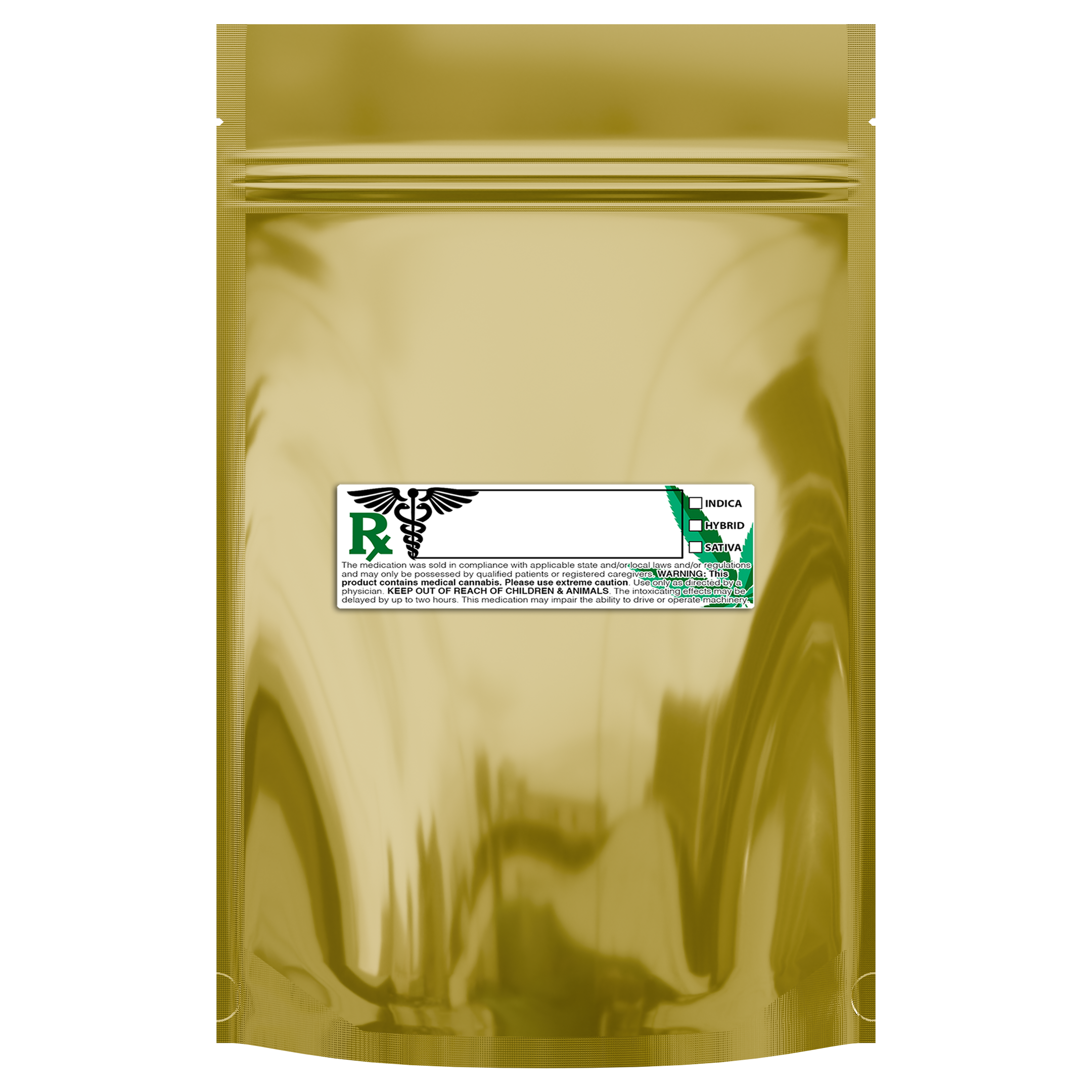 1 Ounce Gloss Gold & Clear Mylar Bags + Labels - (100 qty.) - Dragon Chewer