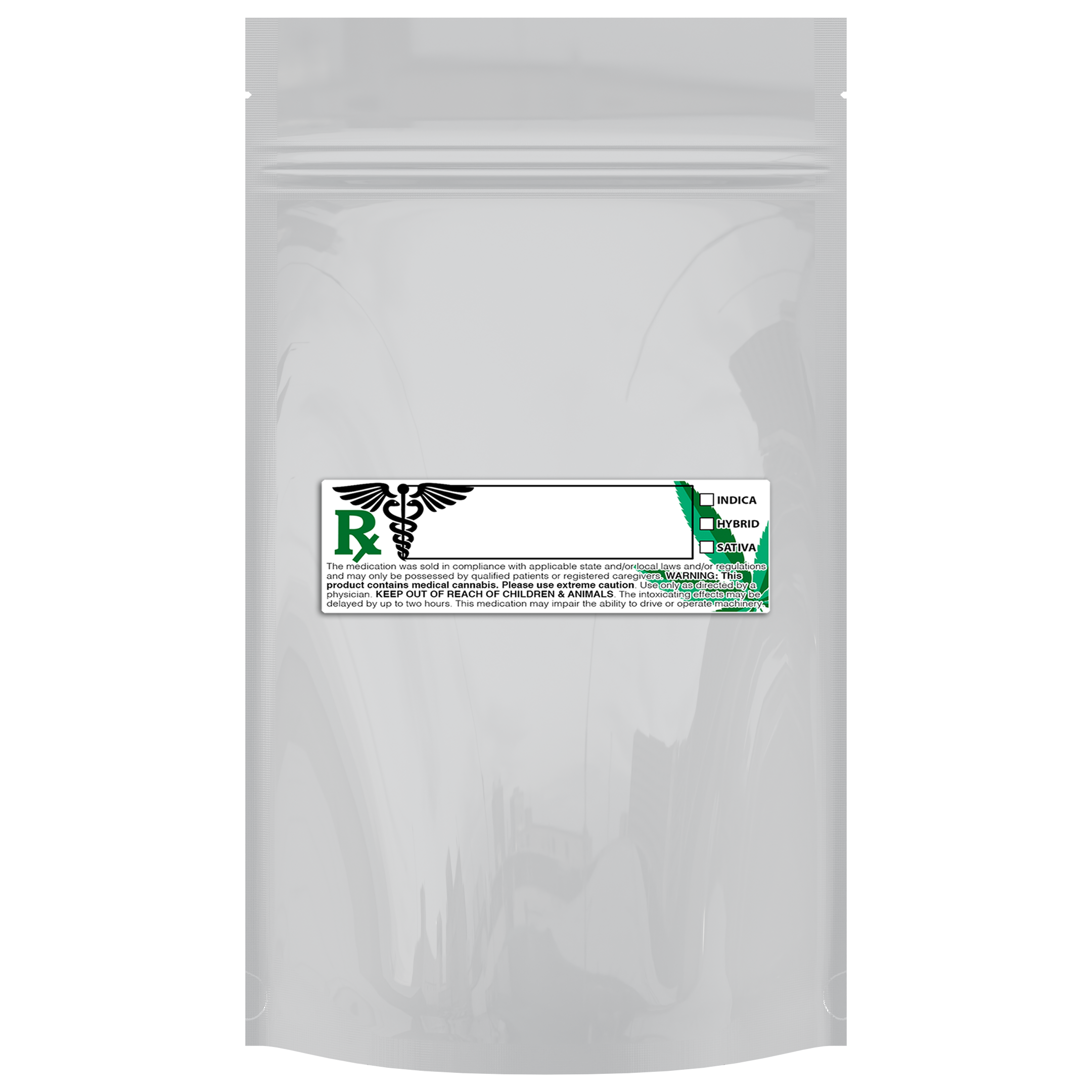 1/2 Ounce Gloss White & Gloss White Mylar Bags + Labels - (100 qty.) - Dragon Chewer