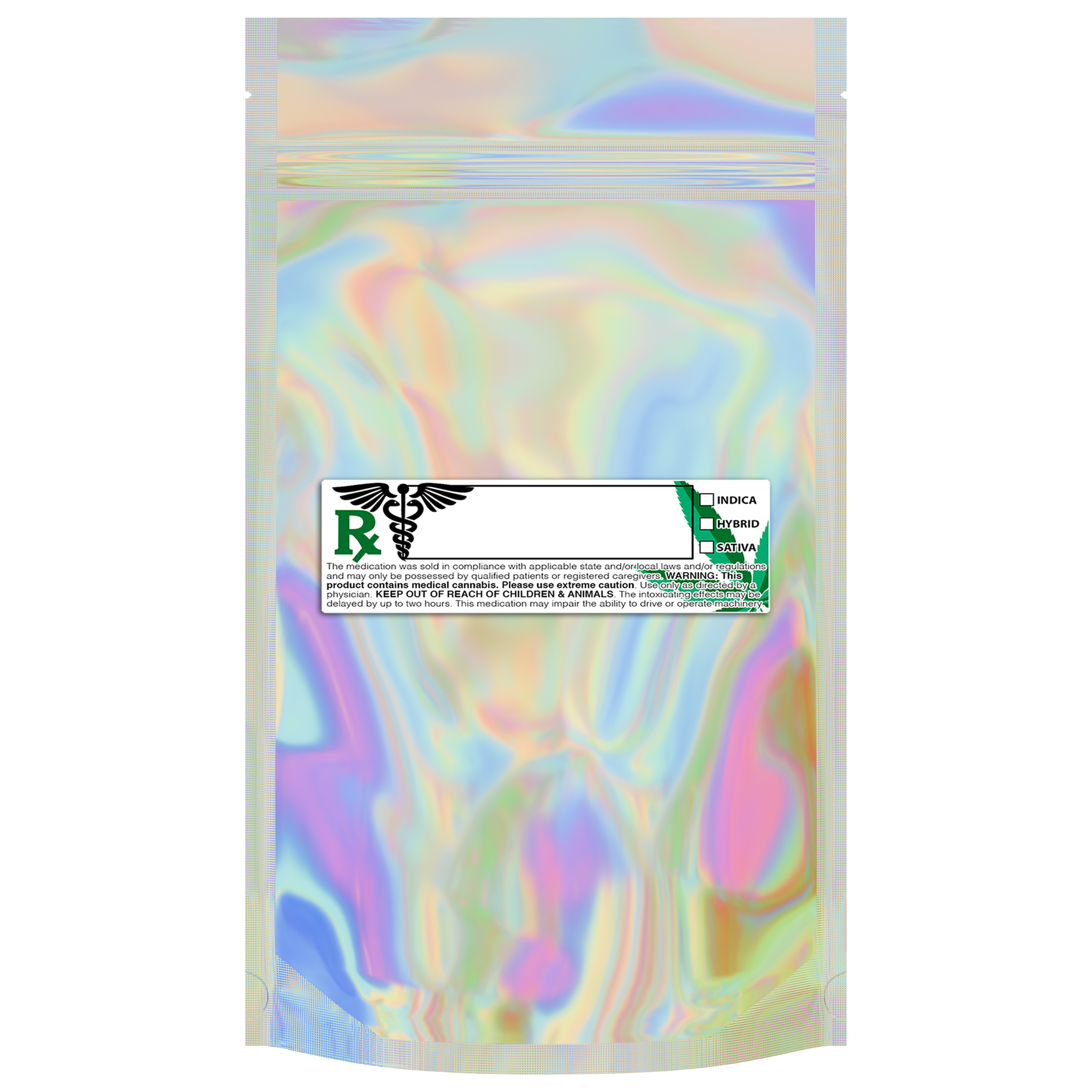 1/2 Ounce Gloss Holographic & Clear Mylar Bags + Labels - (100 qty.) - Dragon Chewer