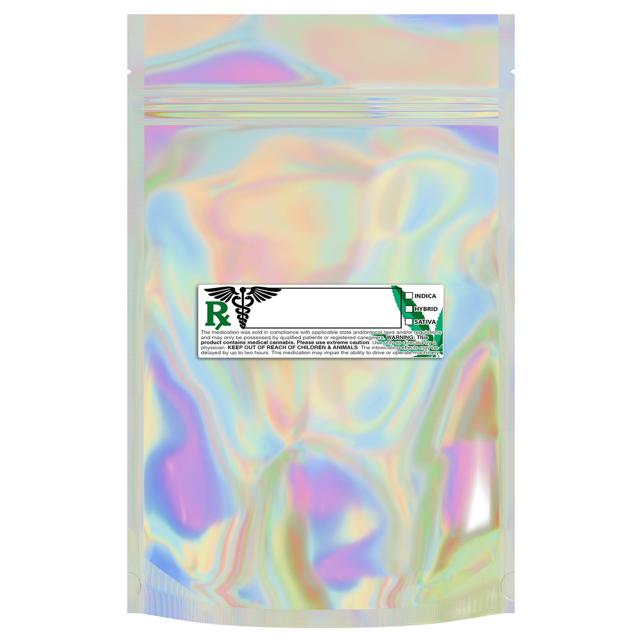 1 Ounce Gloss Holographic & Clear Mylar Bags + Labels - (100 qty.) - Dragon Chewer