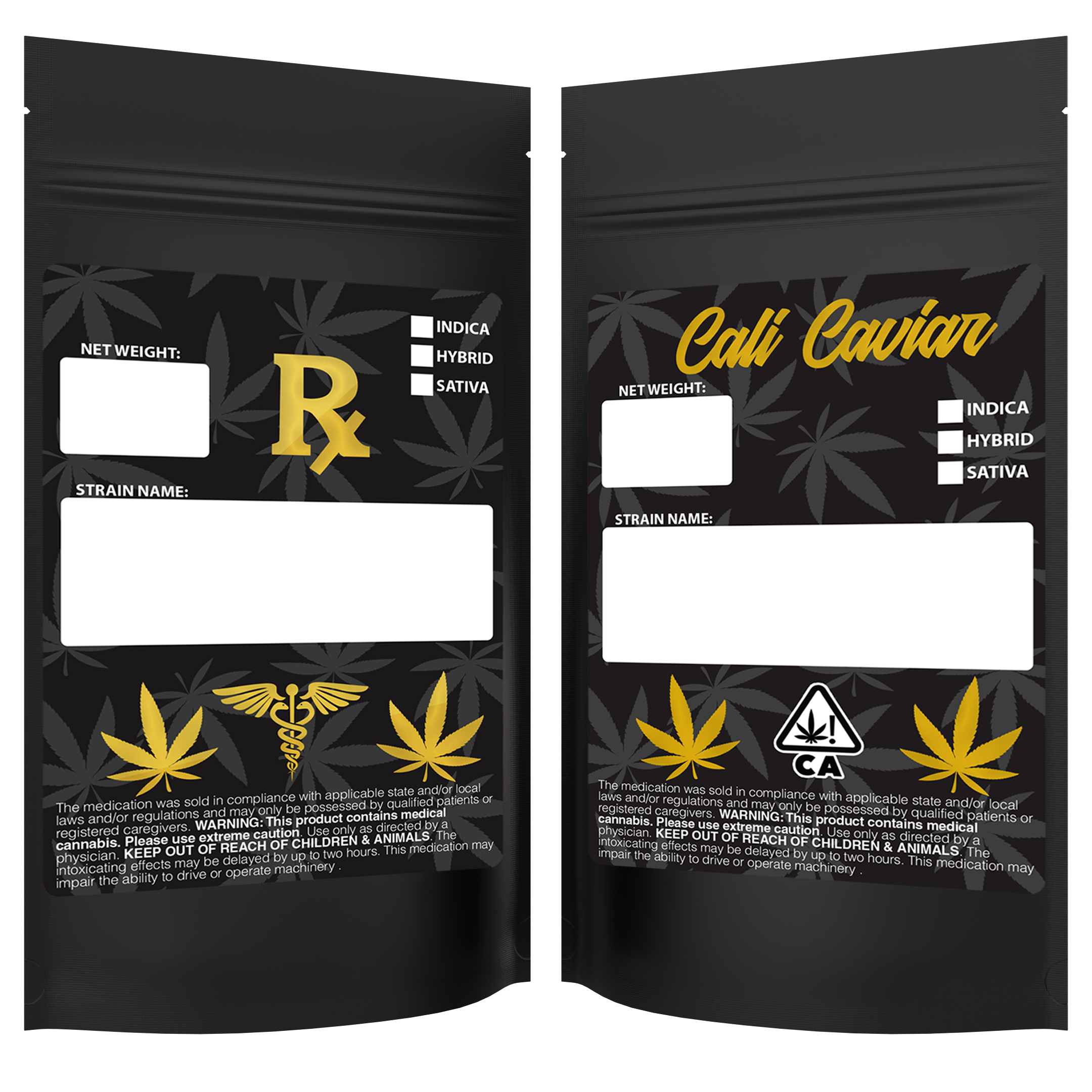 1 2 Ounce Matte Black Matte Black Designer Custom Mylar Bags Label