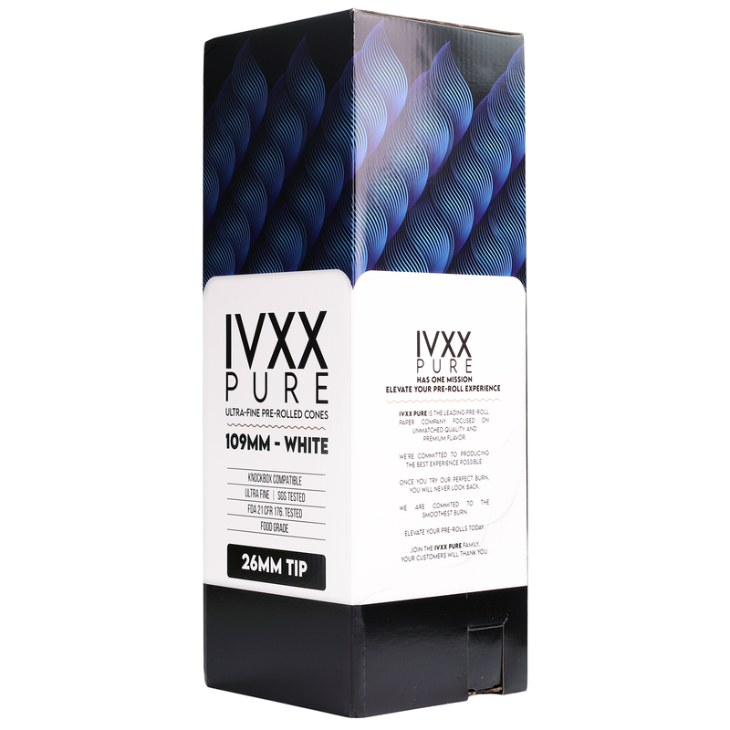 109mm IVXX Pure Pre-Rolled Paper Cones - White [1,000 Cones per Box]