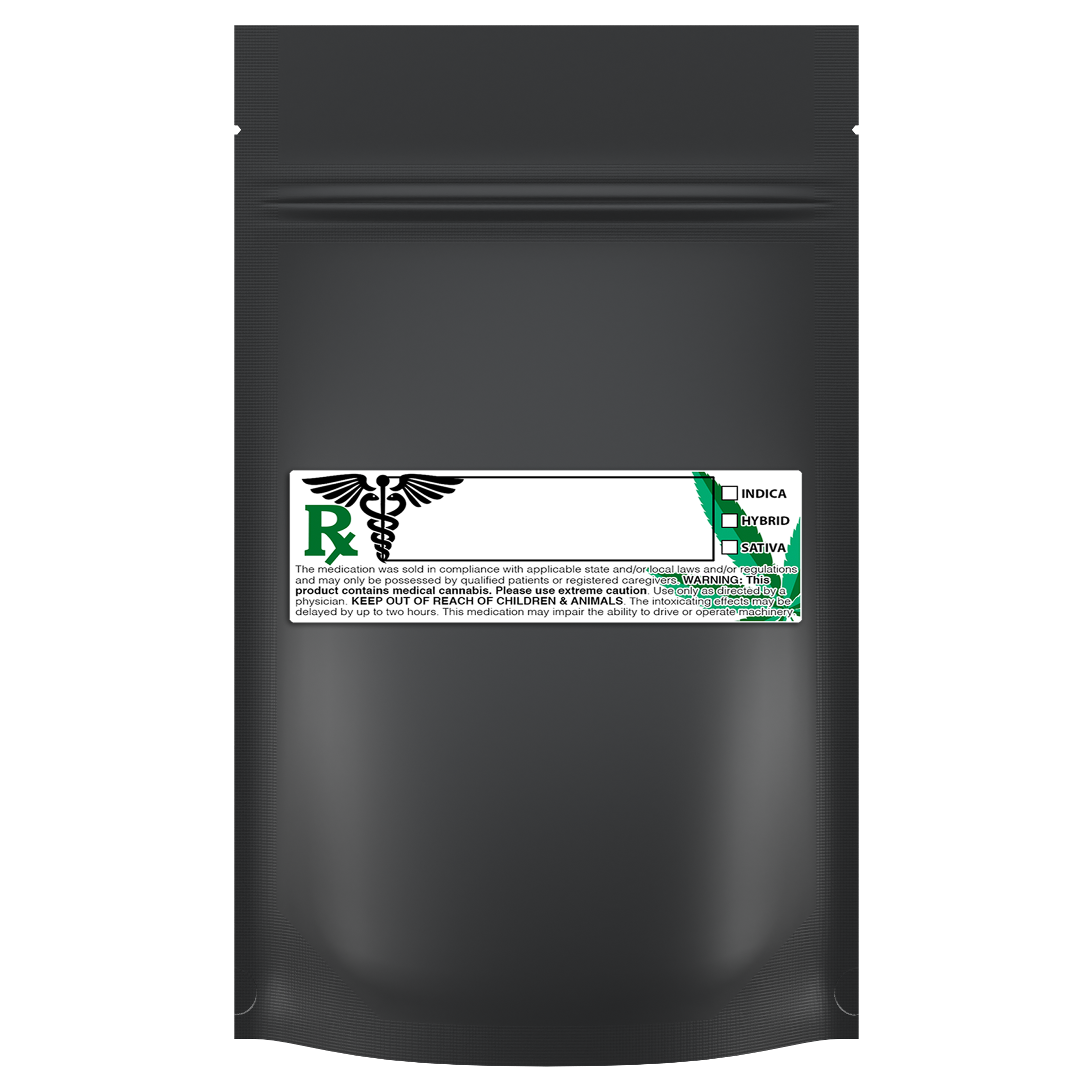 1/4 Ounce Matte Black & Matte Black Mylar Bags + Labels - (100 qty.) - Dragon Chewer