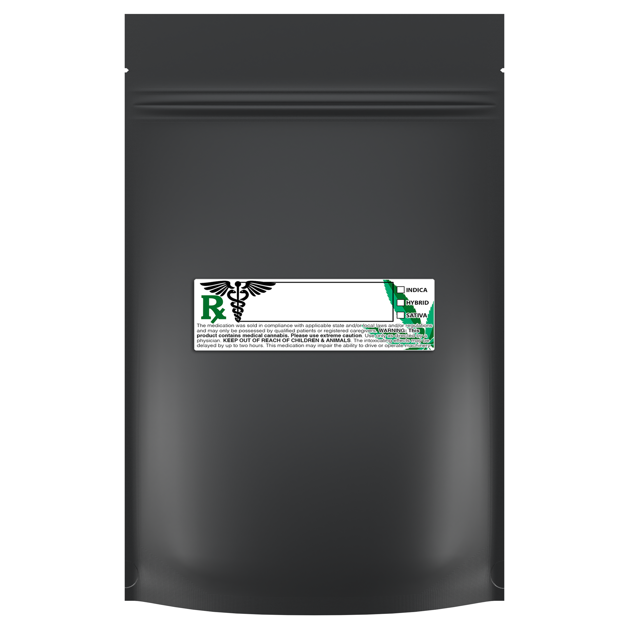 1 Ounce Matte Black & Matte Black Mylar Bags + Labels - (100 qty.) - Dragon Chewer