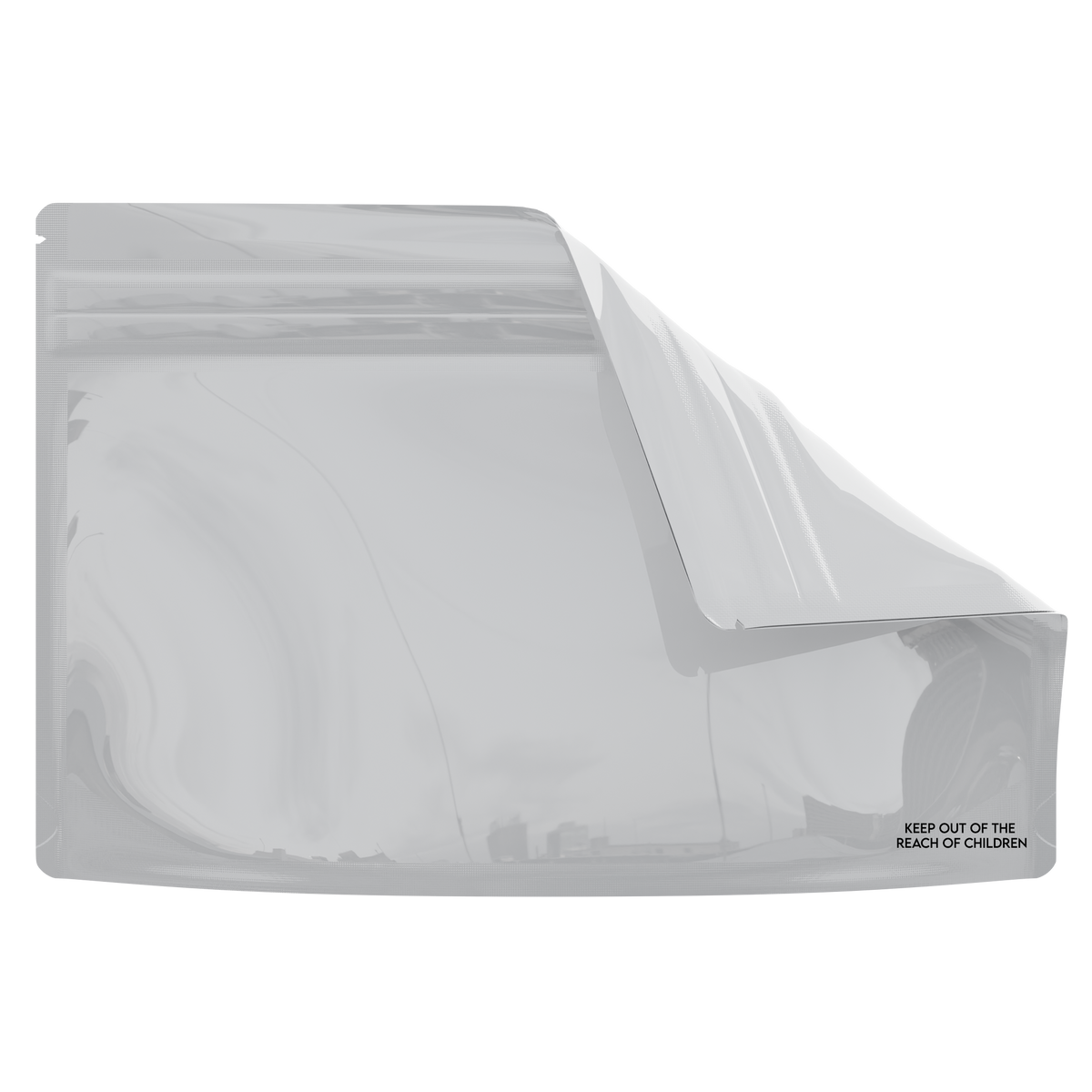 Medium 9 x 6 CR Exit Bags Gloss White Opaque Mylar Bags - Child Resistant - NSFK Print (1,000 qty.)