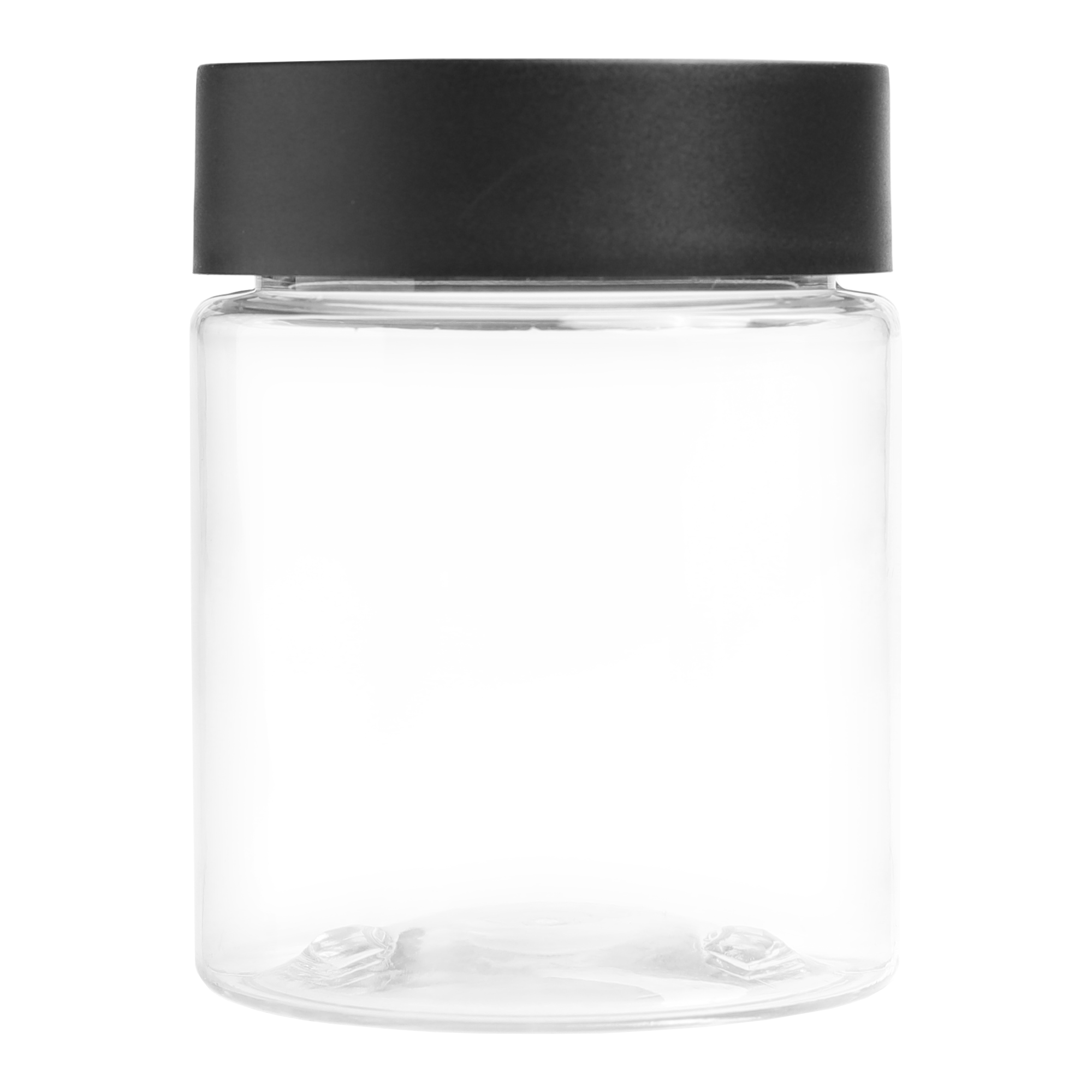 5 Ounce Clear PET Jar - Child Resistant Black Smooth Cap w/ Liner - (516 qty.) - Dragon Chewer