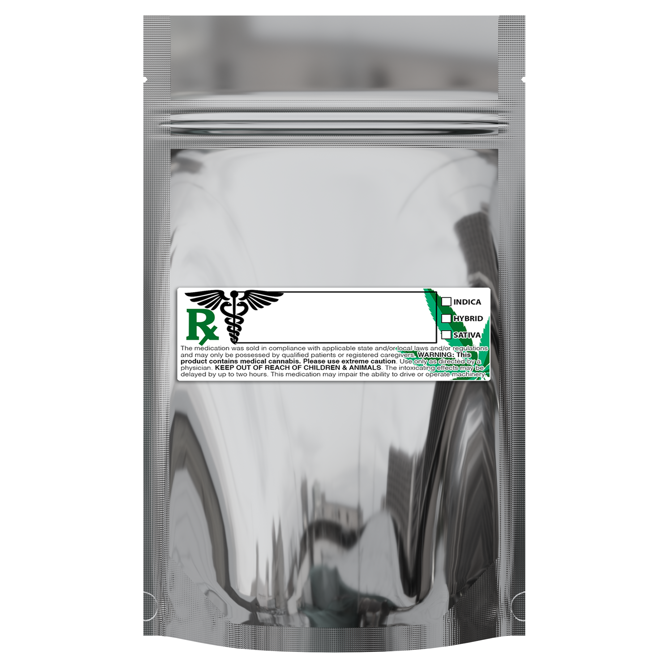 1/4 Ounce Gloss Silver & Clear Mylar Bags + Labels - (100 qty.) - Dragon Chewer