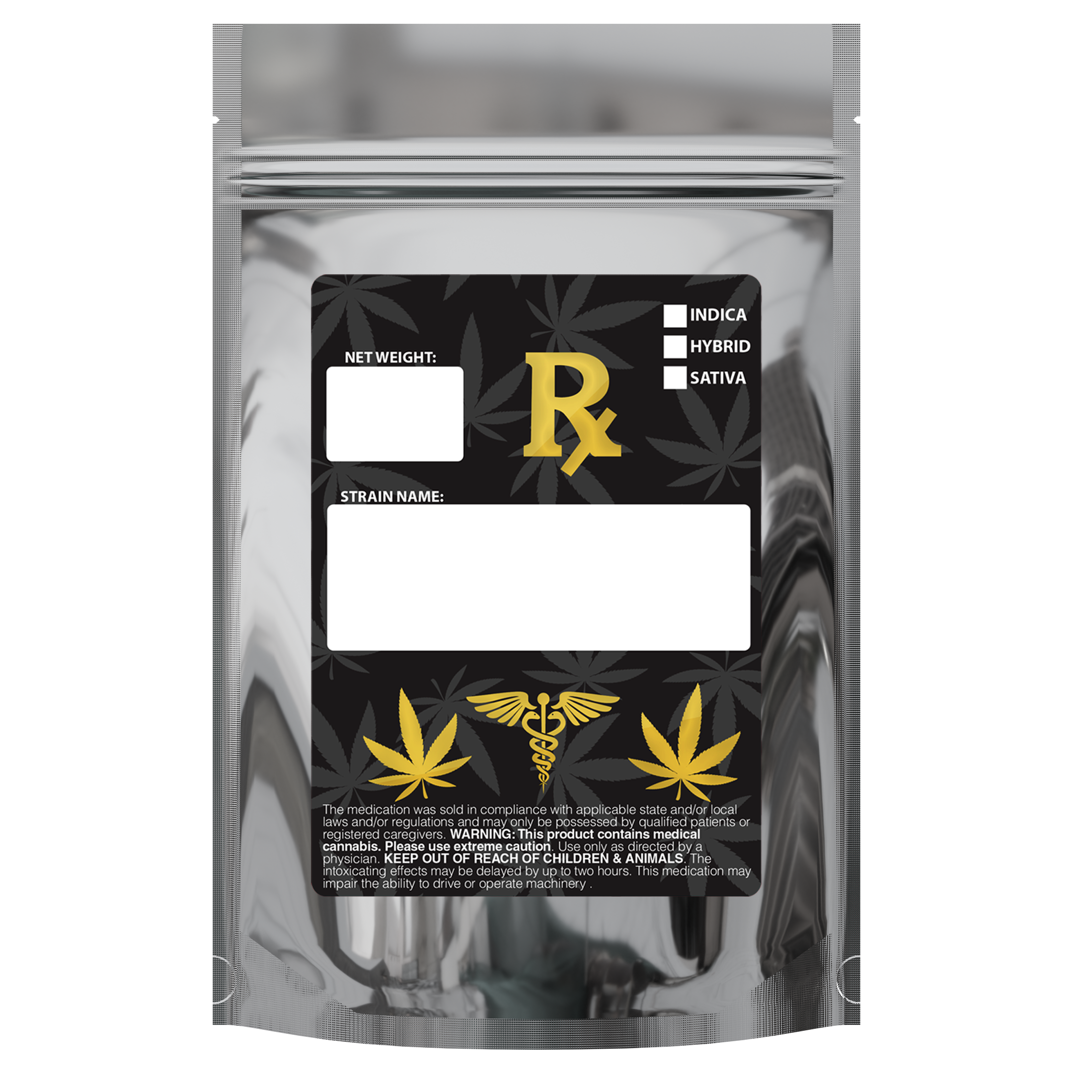 1 Ounce Gloss Silver & Clear Designer Custom Mylar Bags + Labels (100 qty.) - Dragon Chewer