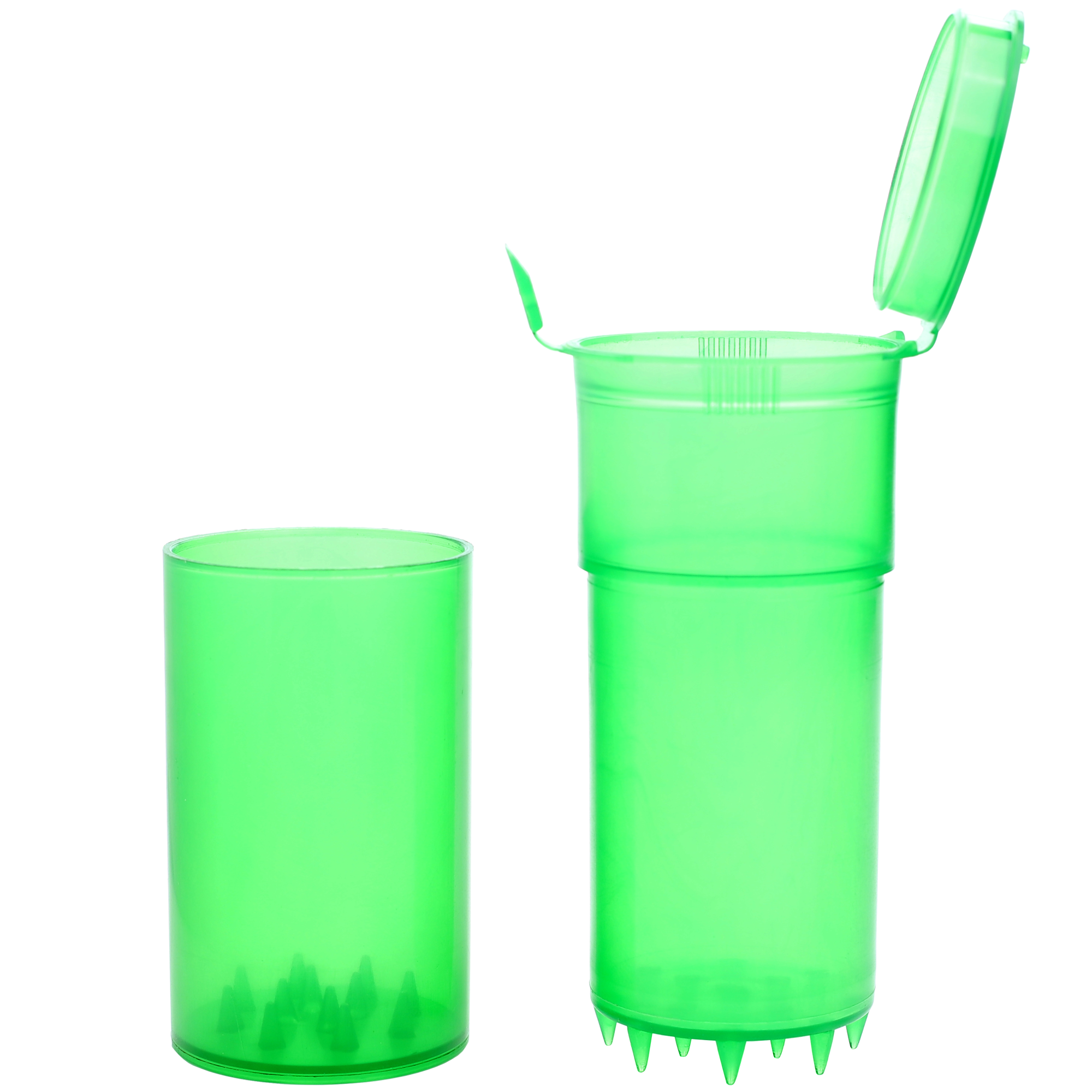 Translucent Green Child Resistant Rip N Shred Pop Top + Grinder (225 q