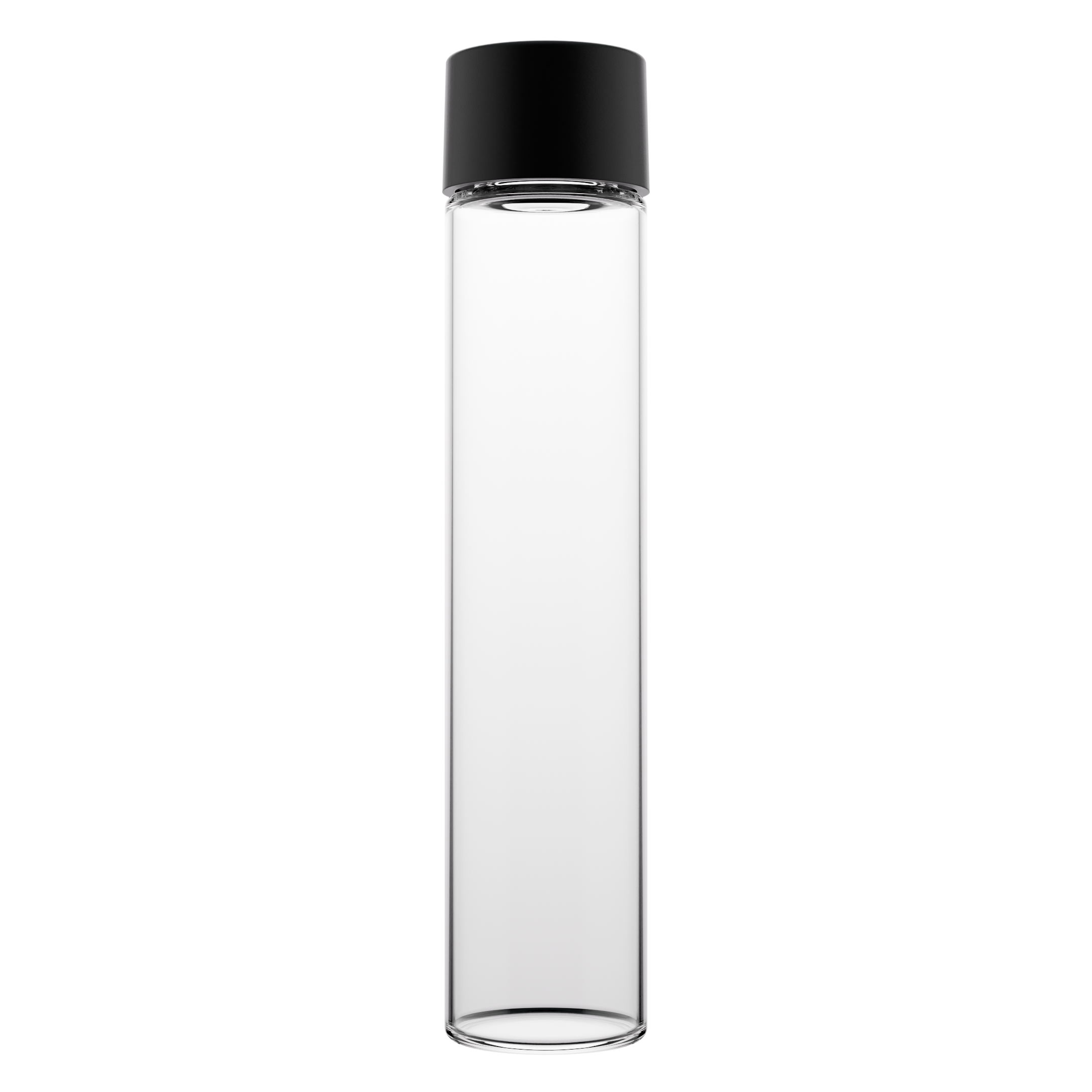 115mm Clear Glass Child Resistant Tubes - CR Smooth Black Cap - (456 qty.)