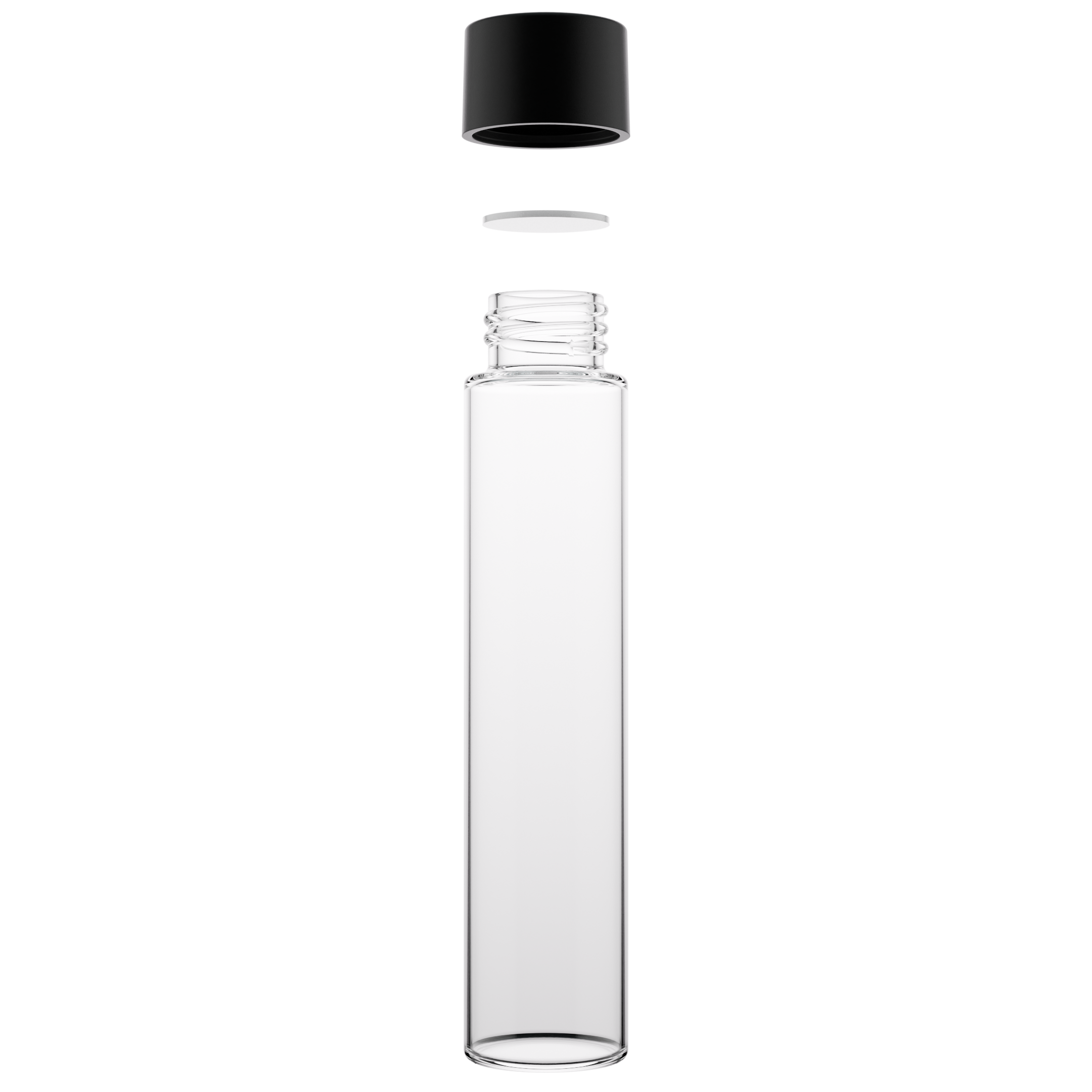 115mm Clear Glass Child Resistant Tubes - CR Smooth Black Cap - (456 qty.)