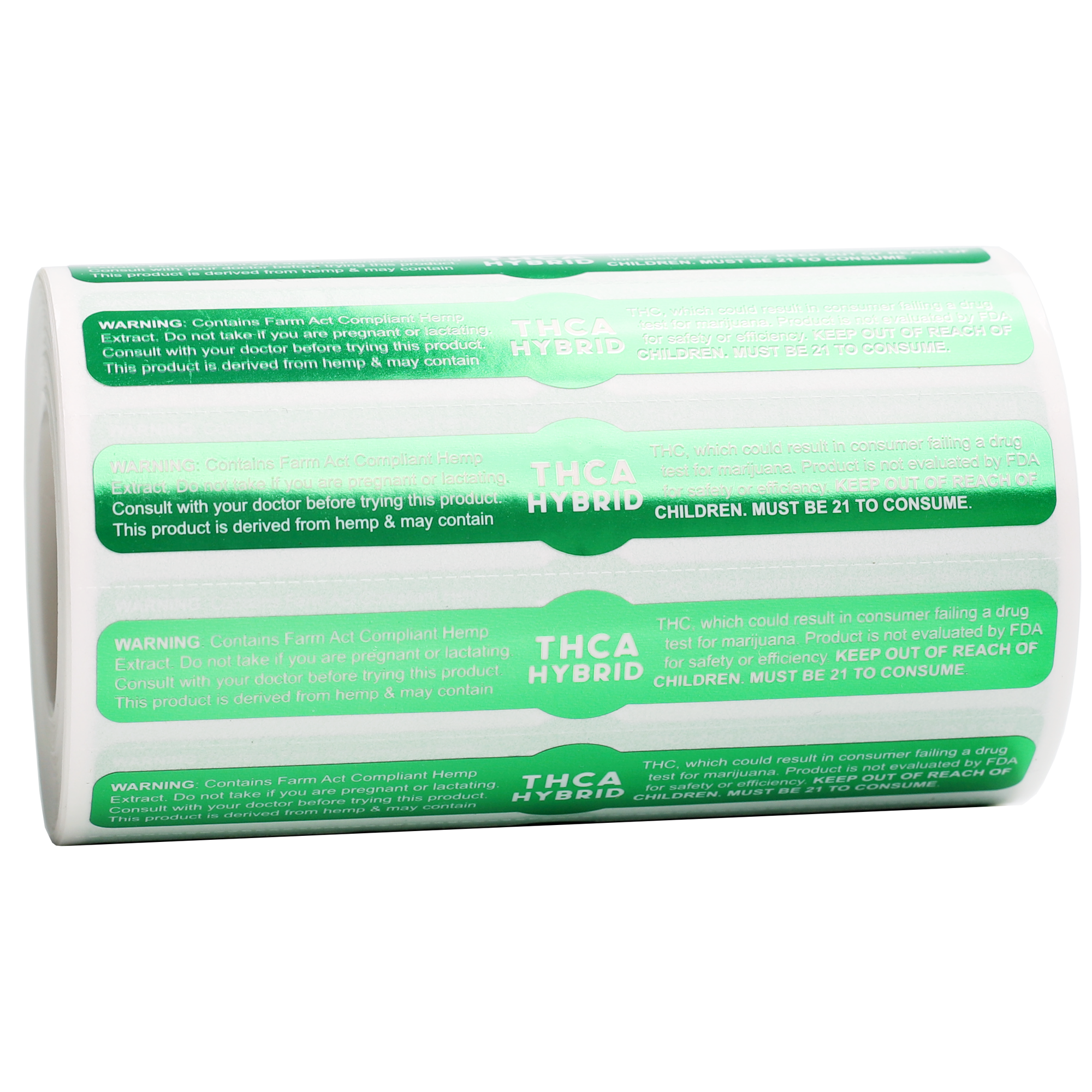 Green Metallic THCA Tamper Evident Universal Marijuana Strain Labels - Hybrid (1,000 qty.) - Dragon Chewer