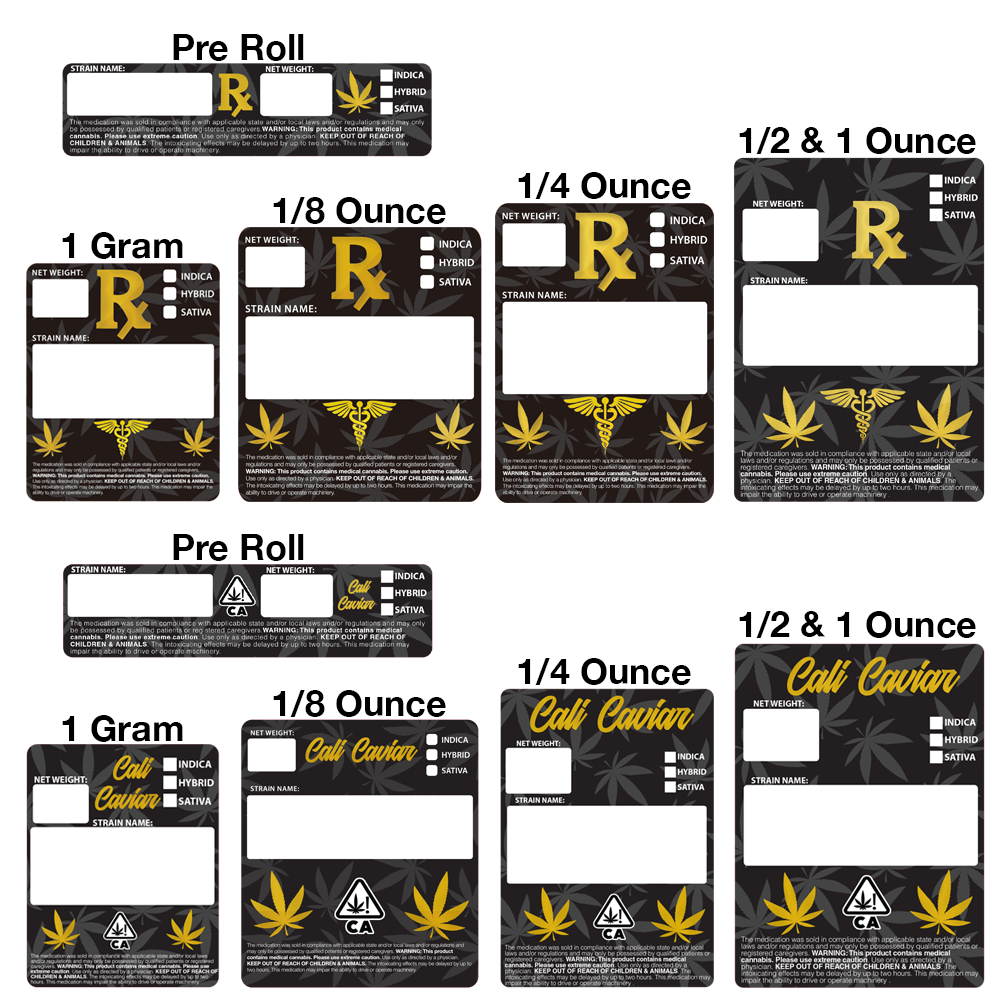 Custom Mylar Bag Designer Labels – Generic or California – (100 qty.) - Dragon Chewer