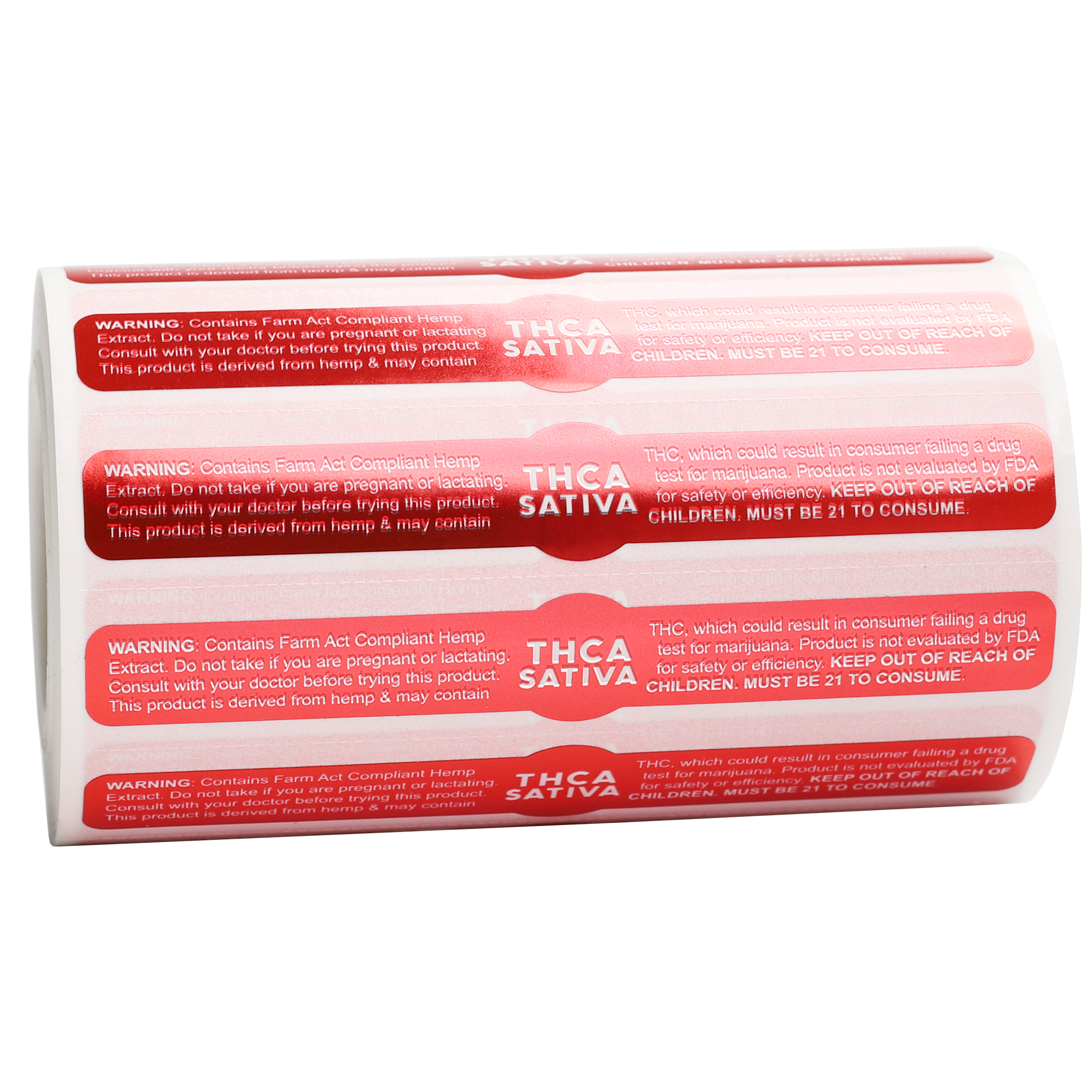 Red Metallic THCA Tamper Evident Universal Marijuana Strain Labels - Sativa (1,000 qty.) - Dragon Chewer