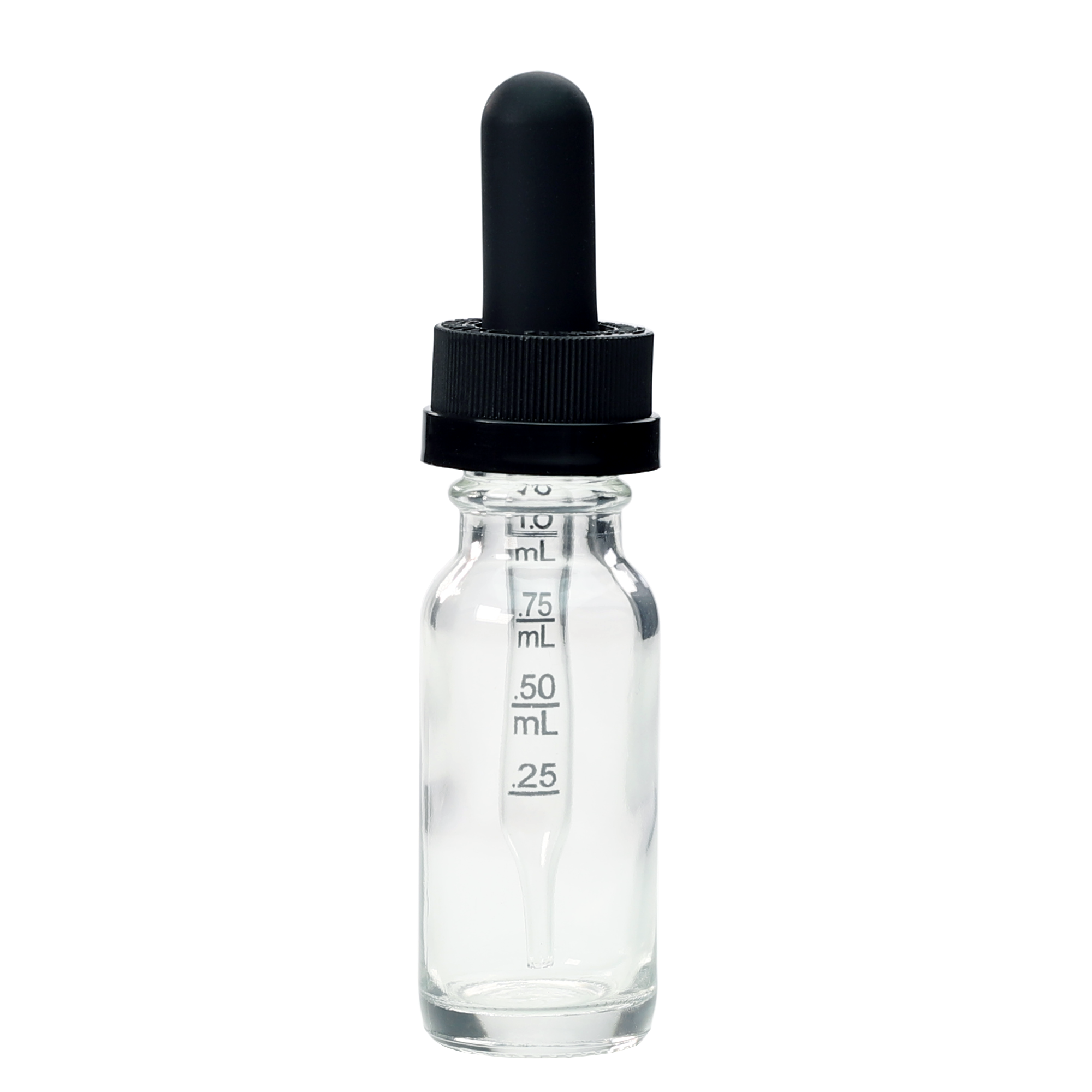 15ML Clear Glass Dropper Bottles - Child Resistant Black Cap (20 qty.) - Dragon Chewer
