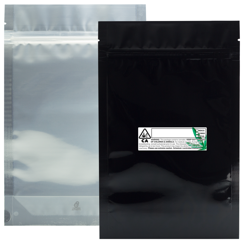 Matte Black Dragon Chewer 28g ounce smell proof foil mylar bags by the Caviar Locker with custom designer rx strain labels. Thick wholesale bulk dispensary custom child resistant packaging 420 long term storage barrier bags with thc stickers. 