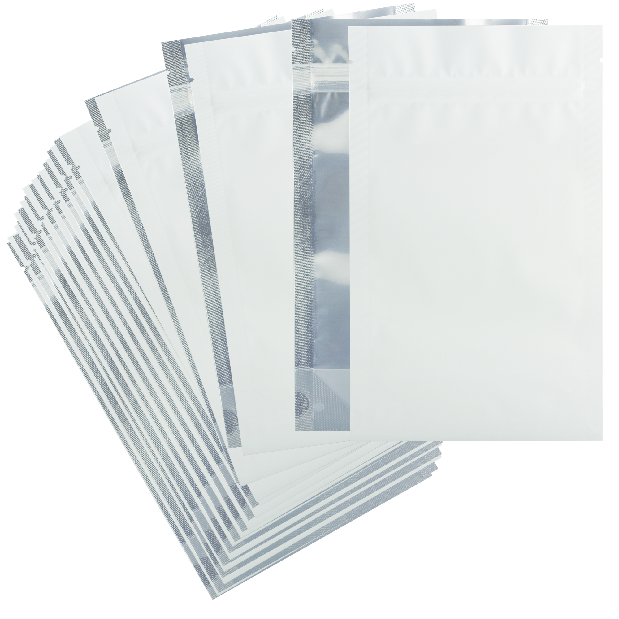 1/8th Ounce Matte Finish Solid White Smell Proof Mylar Bags