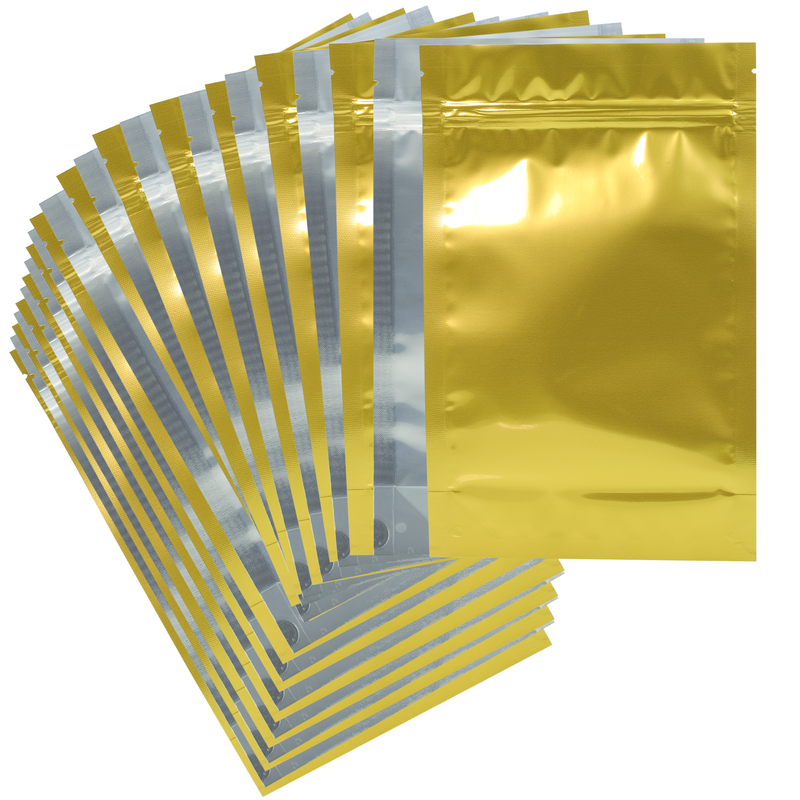 Gold foil Dragon Chewer 28g ounce smell proof mylar bags by the Caviar Locker. Thick wholesale bulk dispensary custom child resistant packaging 420 barrier bags. 
