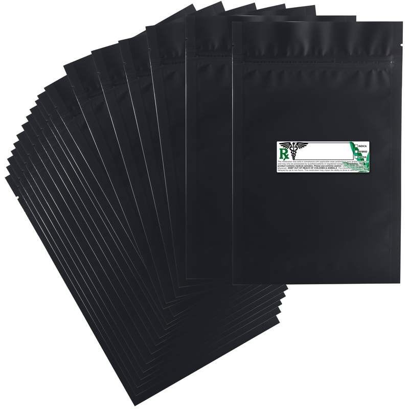 28 Gram 6 X 9 Matte Black – Wholesale 420 smell proof zipper mylar bags with custom printed labels – bulk packaging supplies. 100 foil dispensary storage bags & Rx stickers. 4 MIL – The best mylar bags – lowest prices. 
