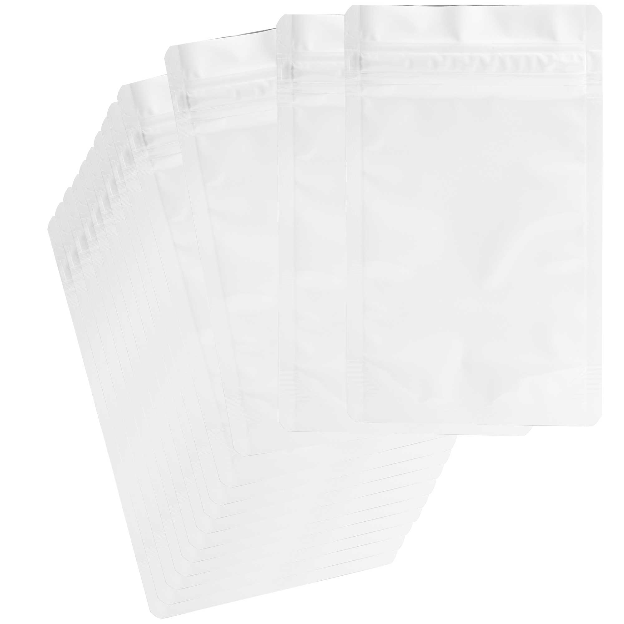 1/4th Ounce CR Exit Bags Gloss White Opaque Mylar Bags - Child Resistant - (1,000 qty.) - Dragon Chewer