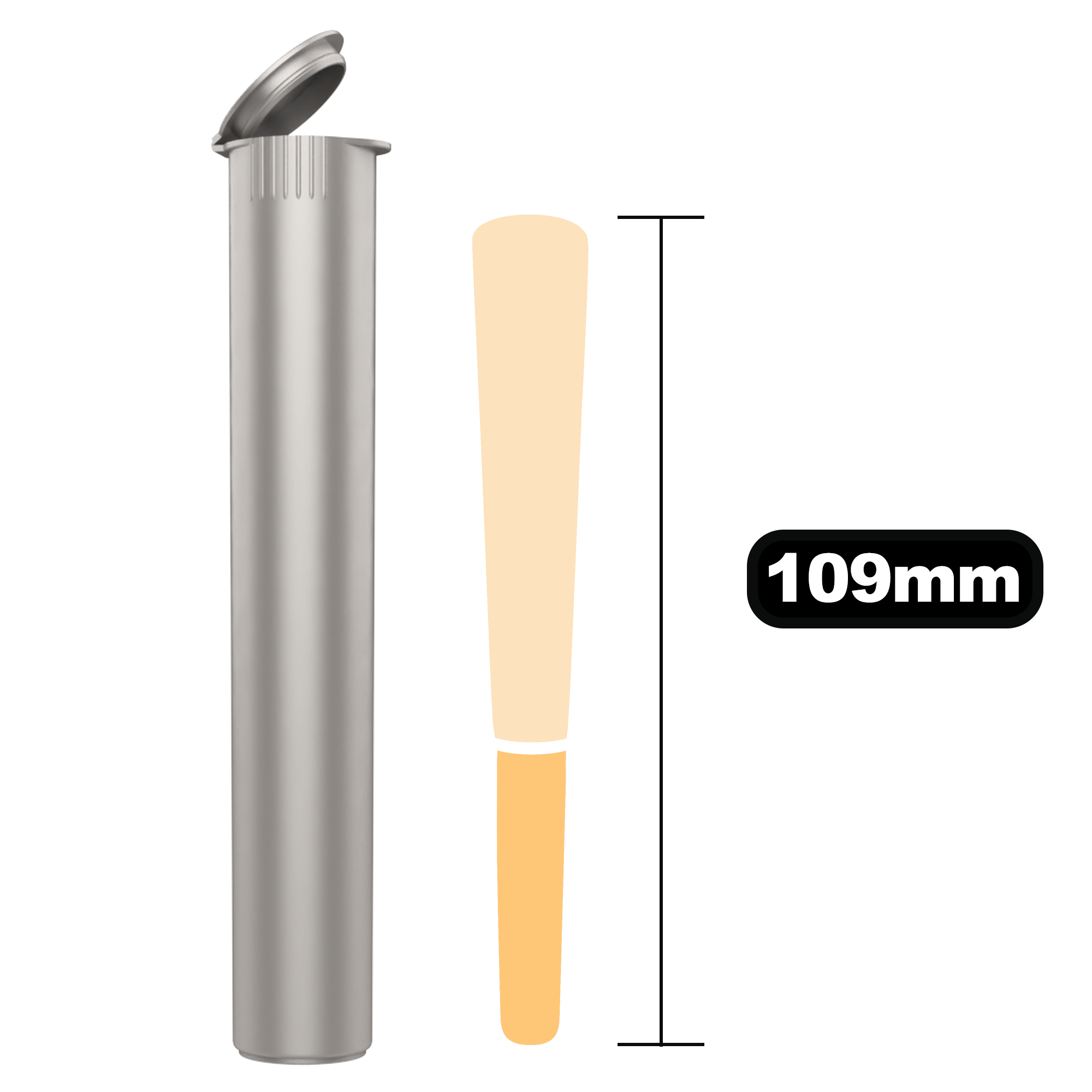 Secure and Stylish: Dragon Chewer's 116mm Silver Pop-Top Pre-Roll Child-Resistant Tubes - Elevate Your Cannabis Packaging