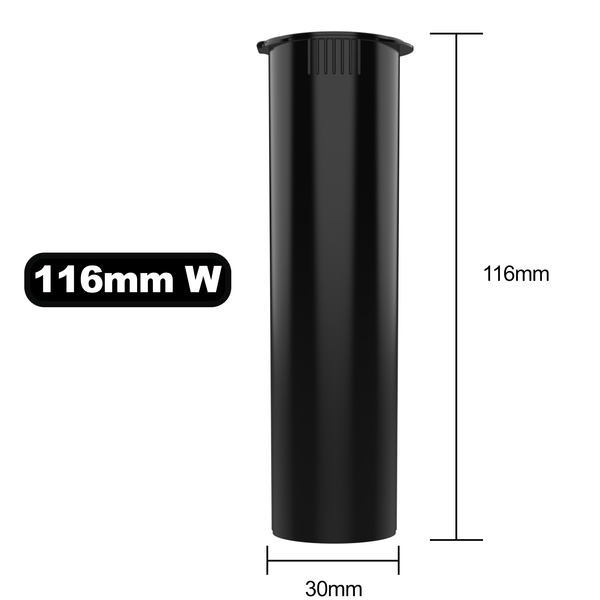 116mm wide pop top w pre-roll premium packaging tube container multipack vial dragon chewer highlock HL bulk wholesale compliance compliant solutions CR child resistant dram 