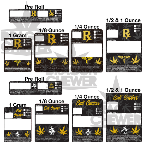 Custom Dispensary Designer Mylar Bag Labels - California & Generic