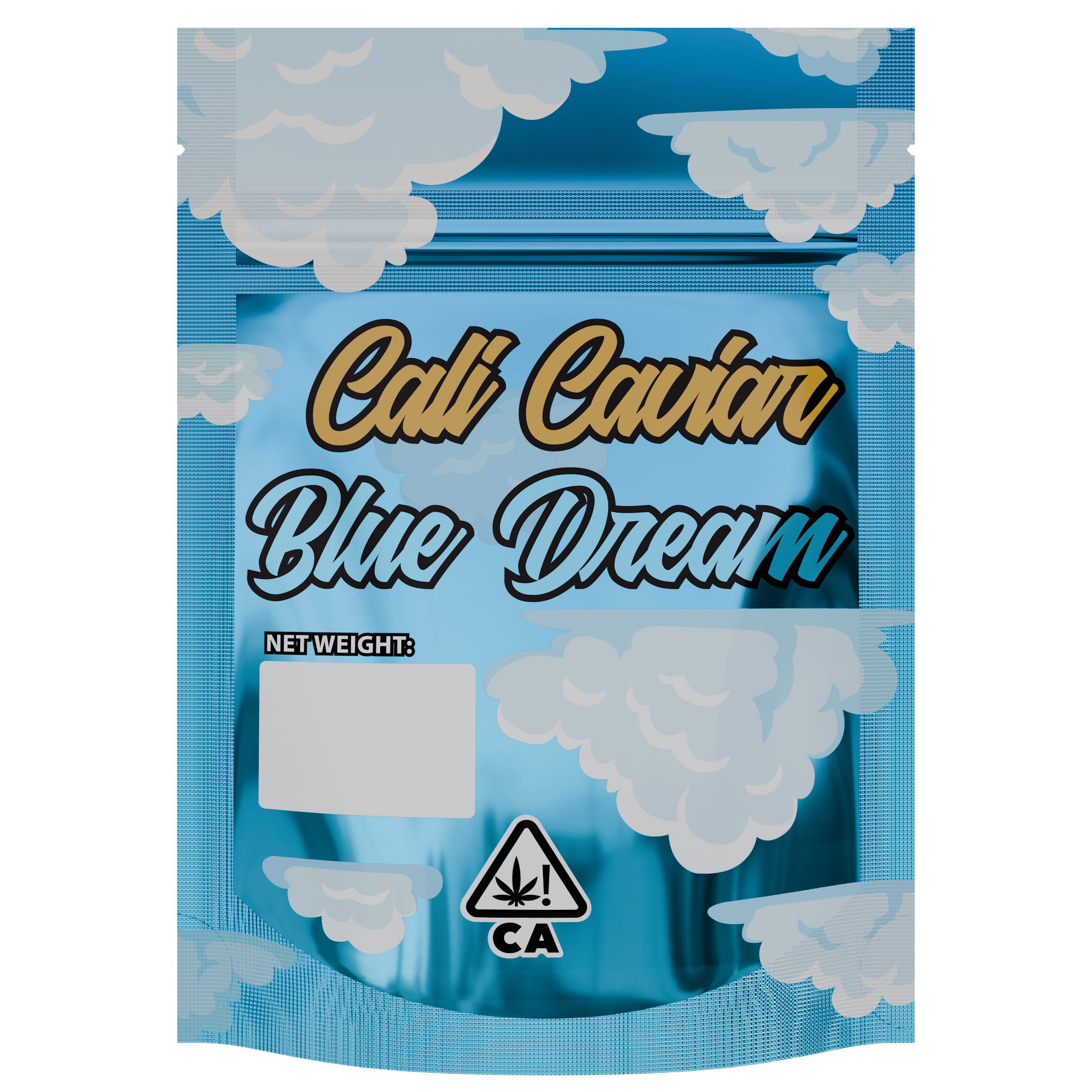 1/8th 3.5g 8th Blue Cali Caviar Holographic Designer Custom Printed Mylar Bags (100 qty.) - Dragon Chewer