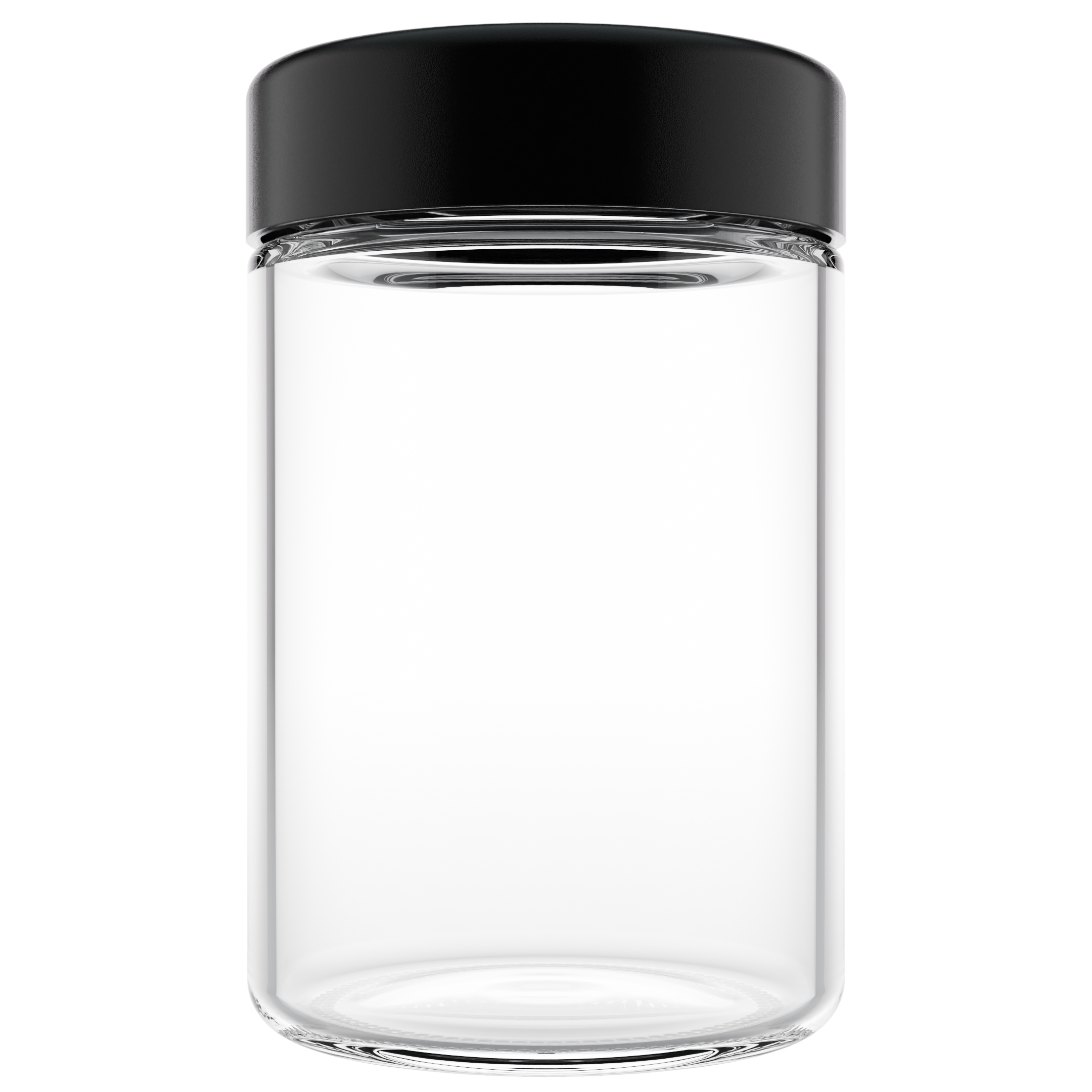 5 Ounce Clear Glass Jar - Child Resistant Black Smooth Cap - (100 qty.)