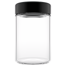 5 Ounce Clear Glass Jar - Child Resistant Black Smooth Cap - (100 qty.)