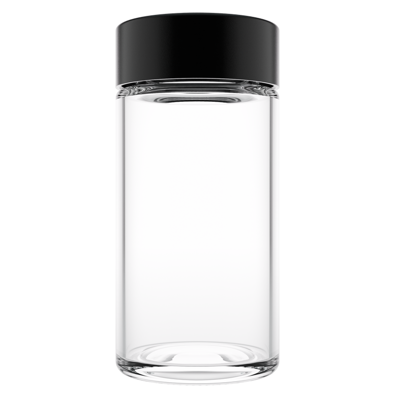 2 Ounce Tall Clear Glass Jar - Child Resistant Black Smooth Cap Pre Roll Multipack - (120 qty.)