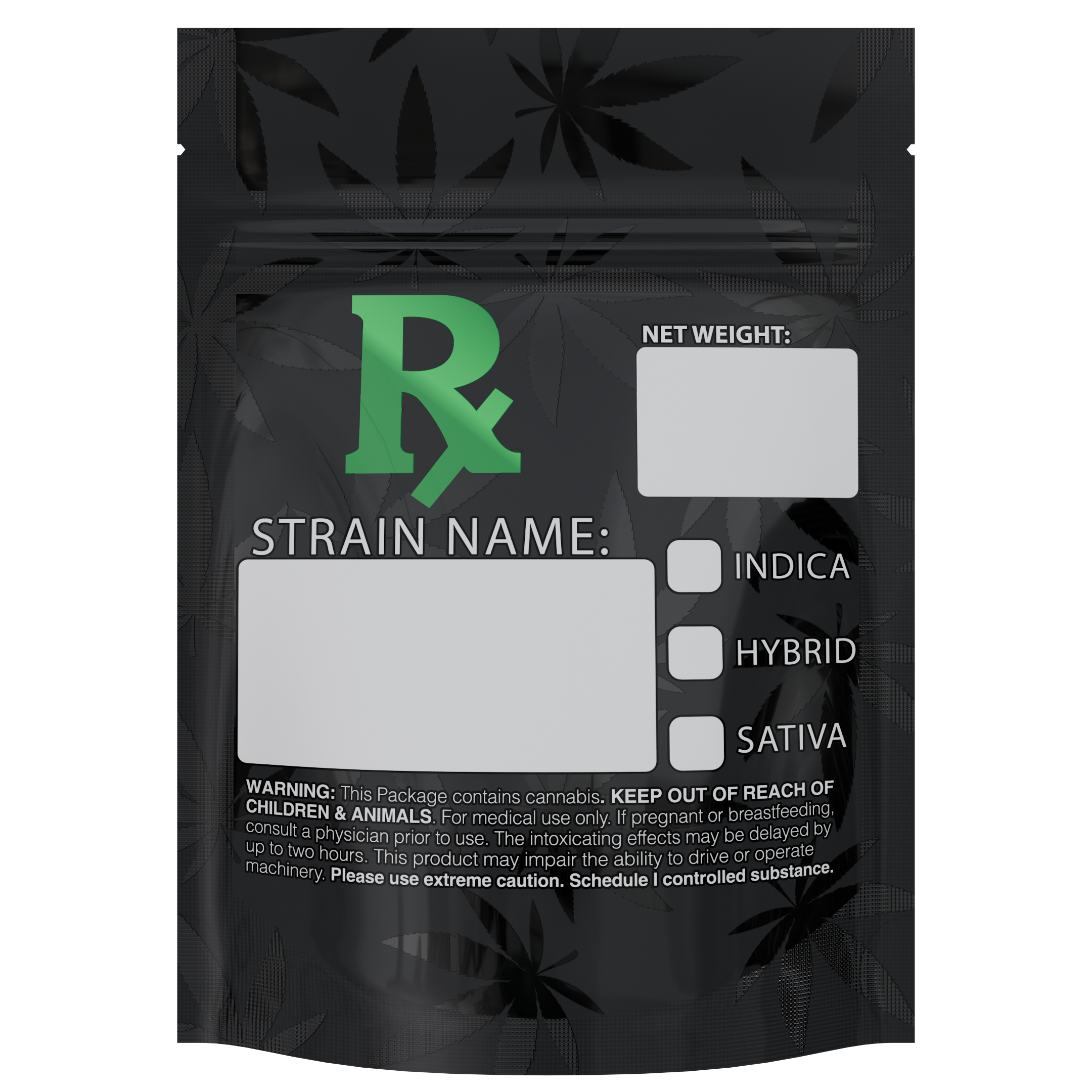 1/8th 3.5g Ounce Green Rx Generic Designer Custom Printed Mylar Bags (100 qty.) - Dragon Chewer