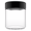 3 Ounce Clear Glass Jar - Child Resistant Black Smooth Cap - (150 qty.)