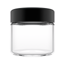 2 Ounce Clear Glass Jar - Child Resistant Black Smooth Cap - (200 qty.)